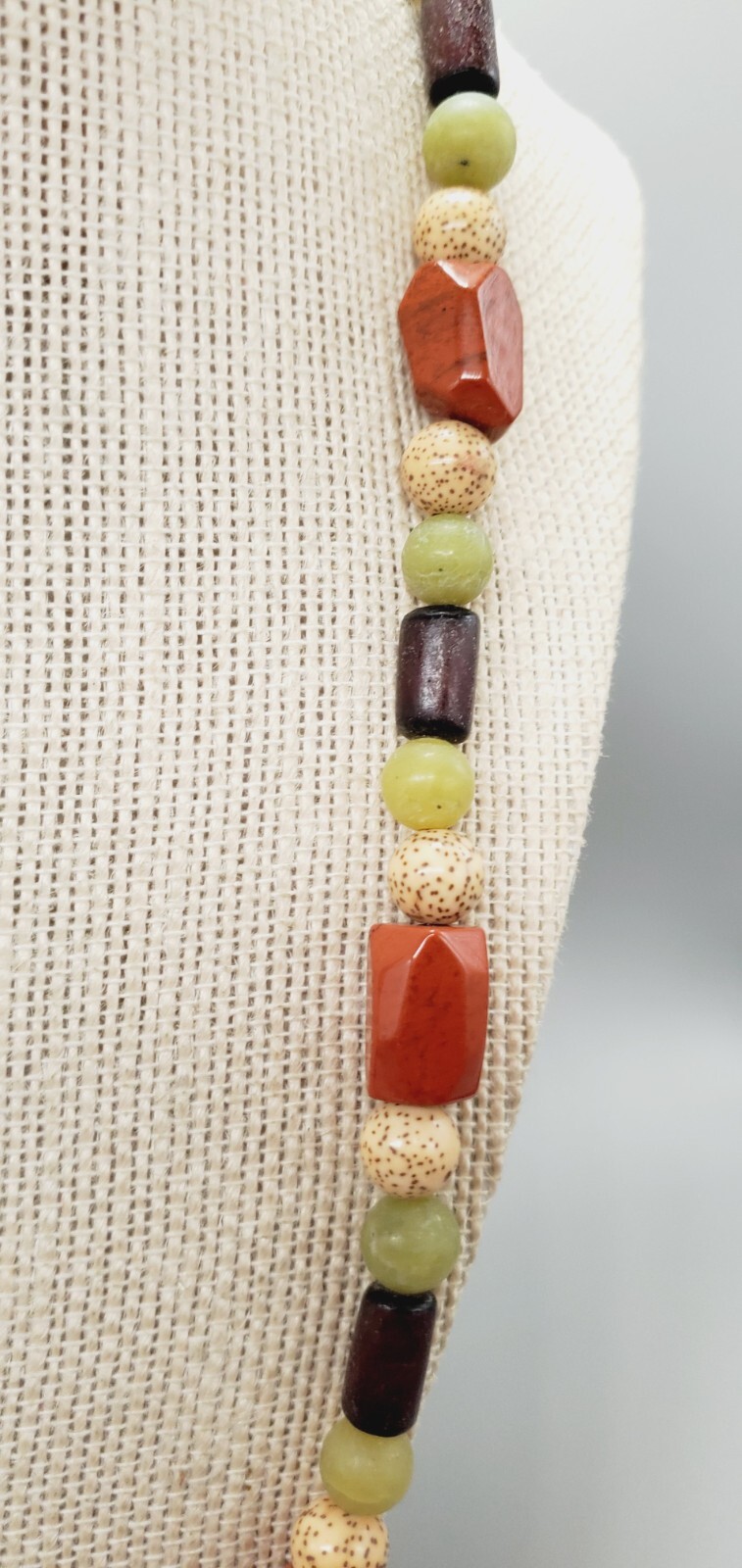 Autumn/Fall Colors Green, Orange and Brown 23″ Multi beaded necklace te02