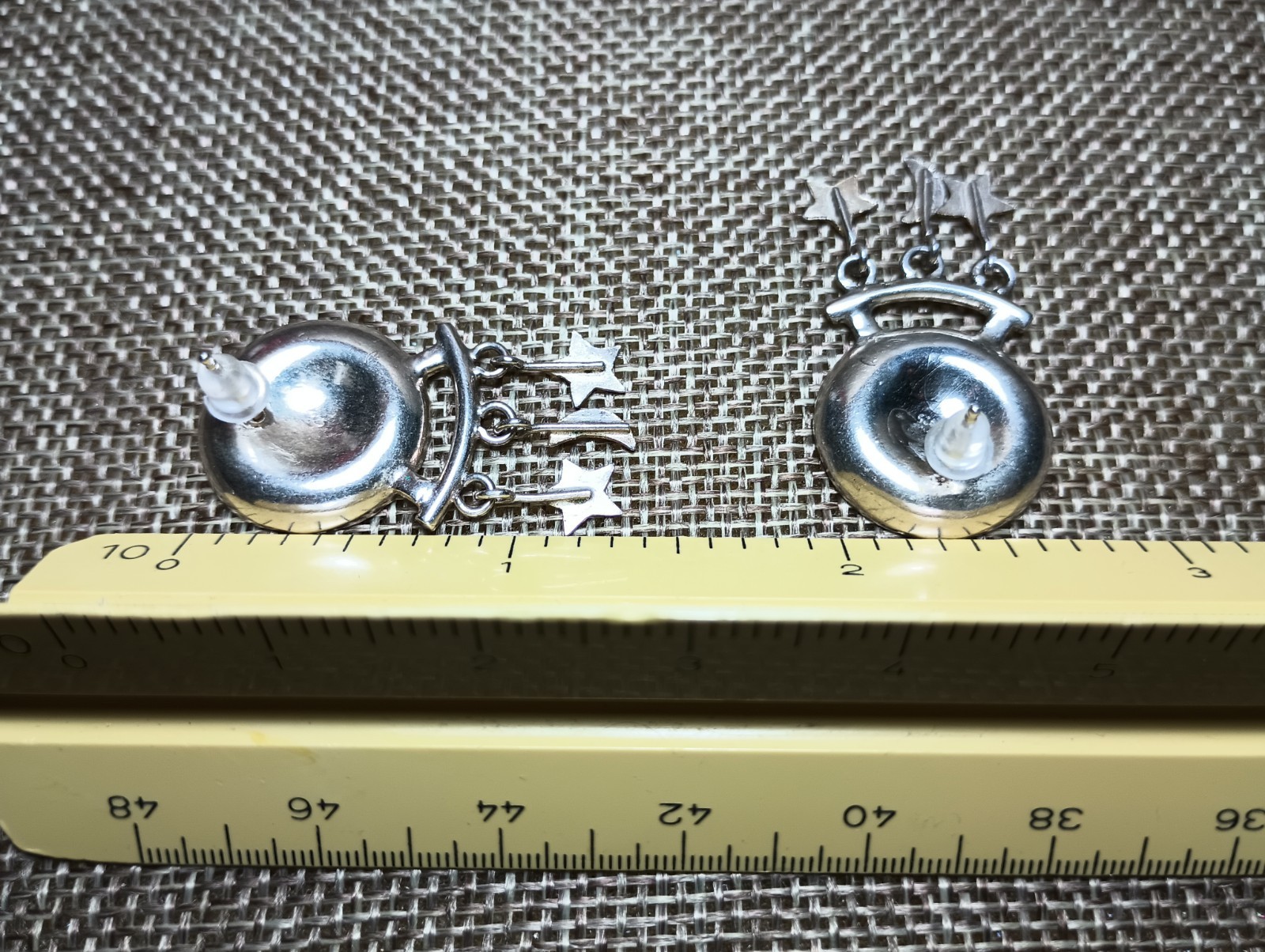 VTG Sterling Silver – Moon & Stars Dangle Drop Post Earrings – 7g