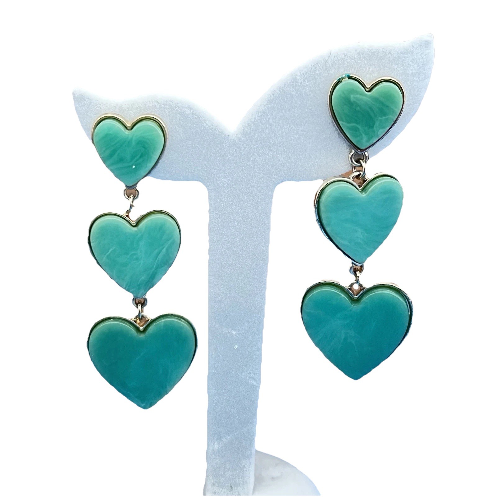 Sugarfix by BaubleBar Heart Drop Earrings Women Green Enamel Gold Tone Dangle