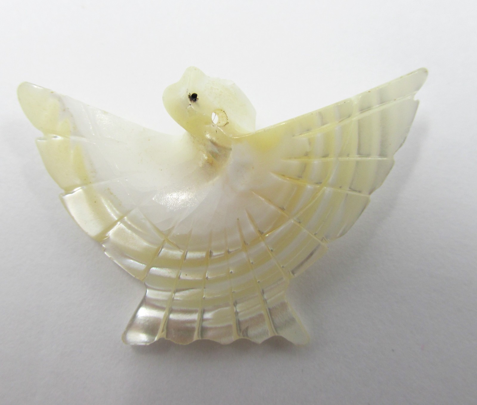 Vintage Mother of Pearl Carved Dove Bead Charms Jewelry Artisan Made
