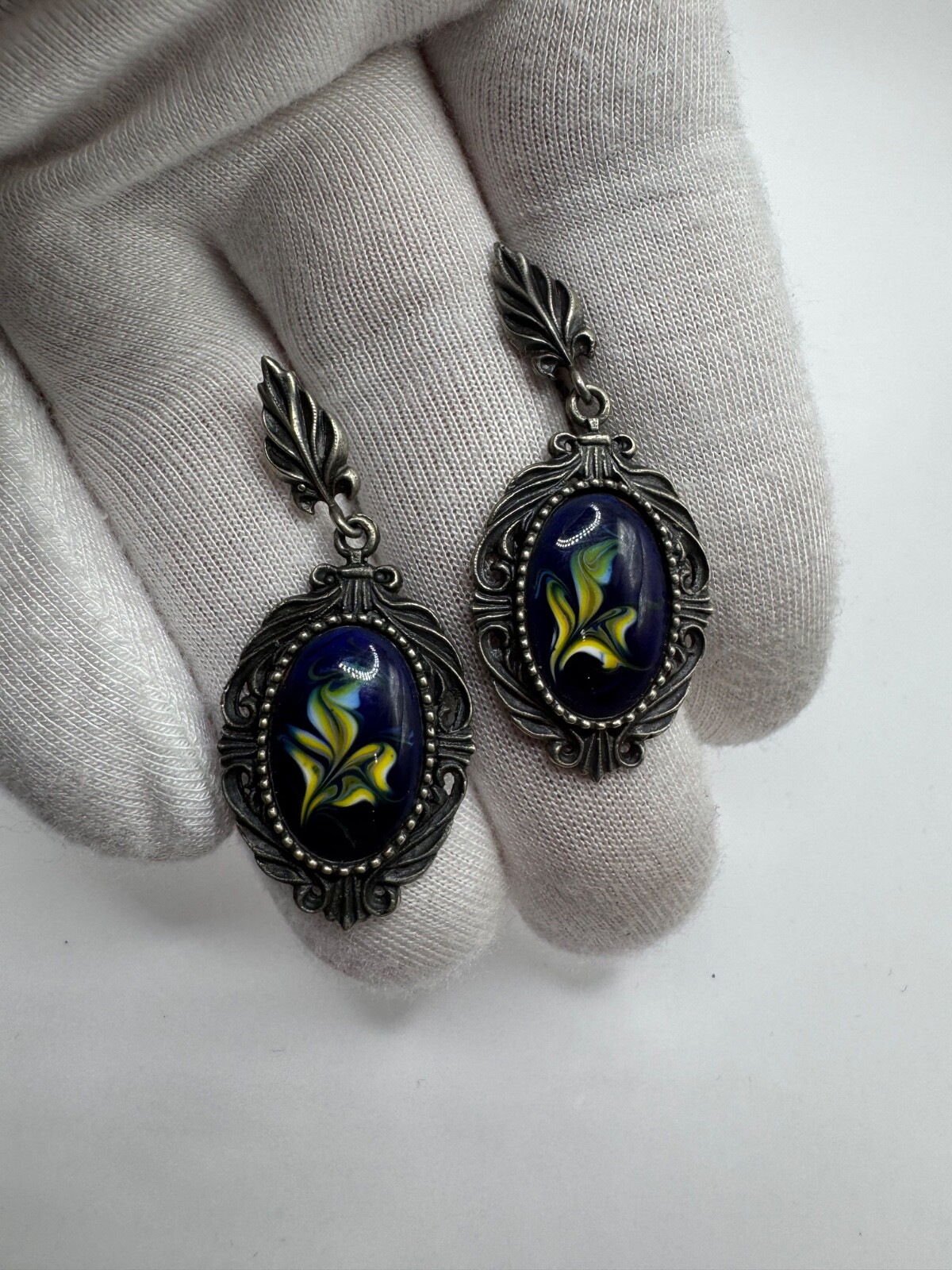 Vintage Earrings from the Soviet USSR period Finift Perfect Enamel Every Day