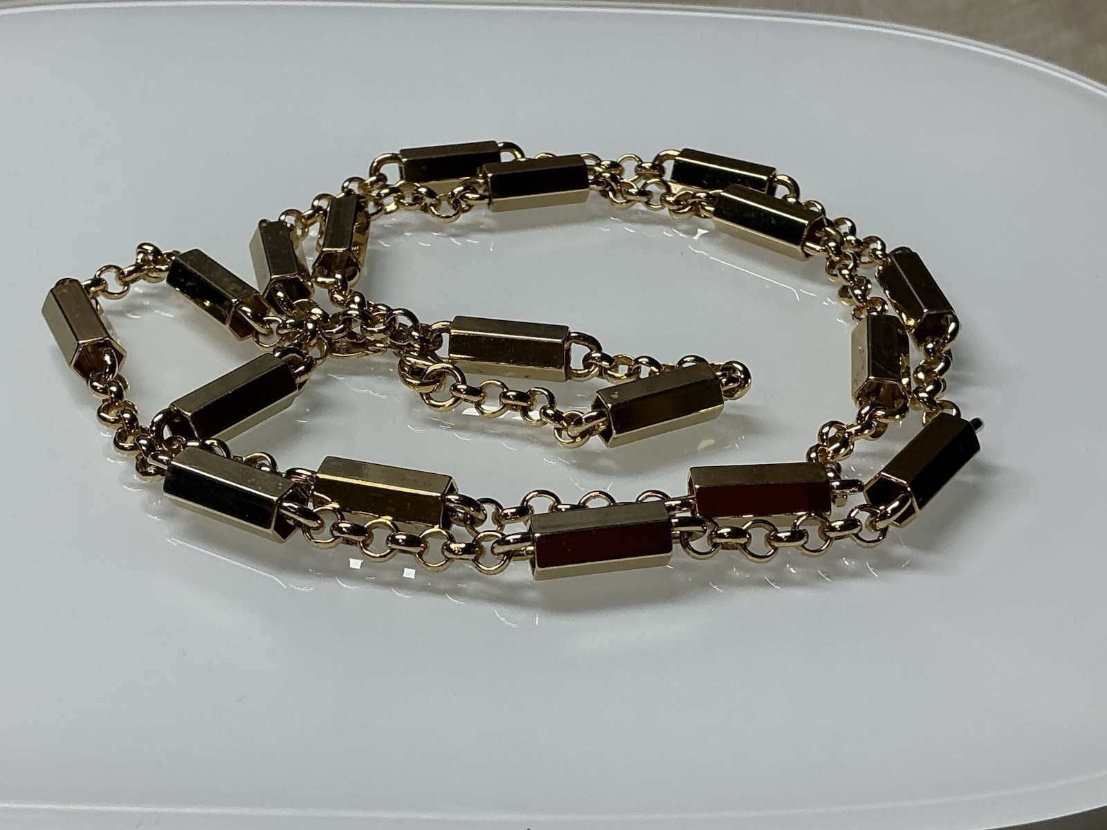 Vintage Monet Gold Tone Chunky bar link Chain Necklace 28″