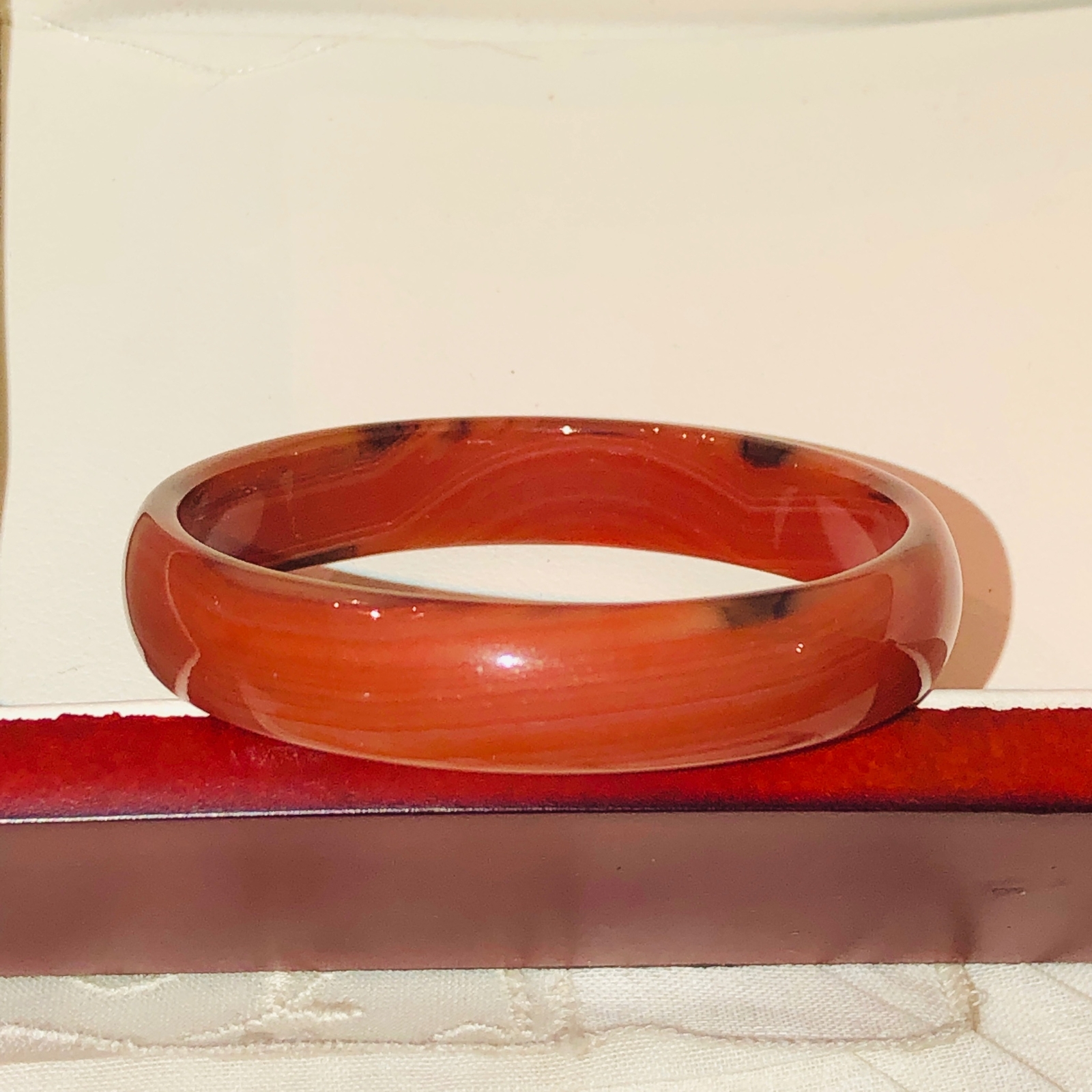 Natural Agate Bangle Bracelet Hand-Carved For Baby Child Small Adult Red 2 1/4″