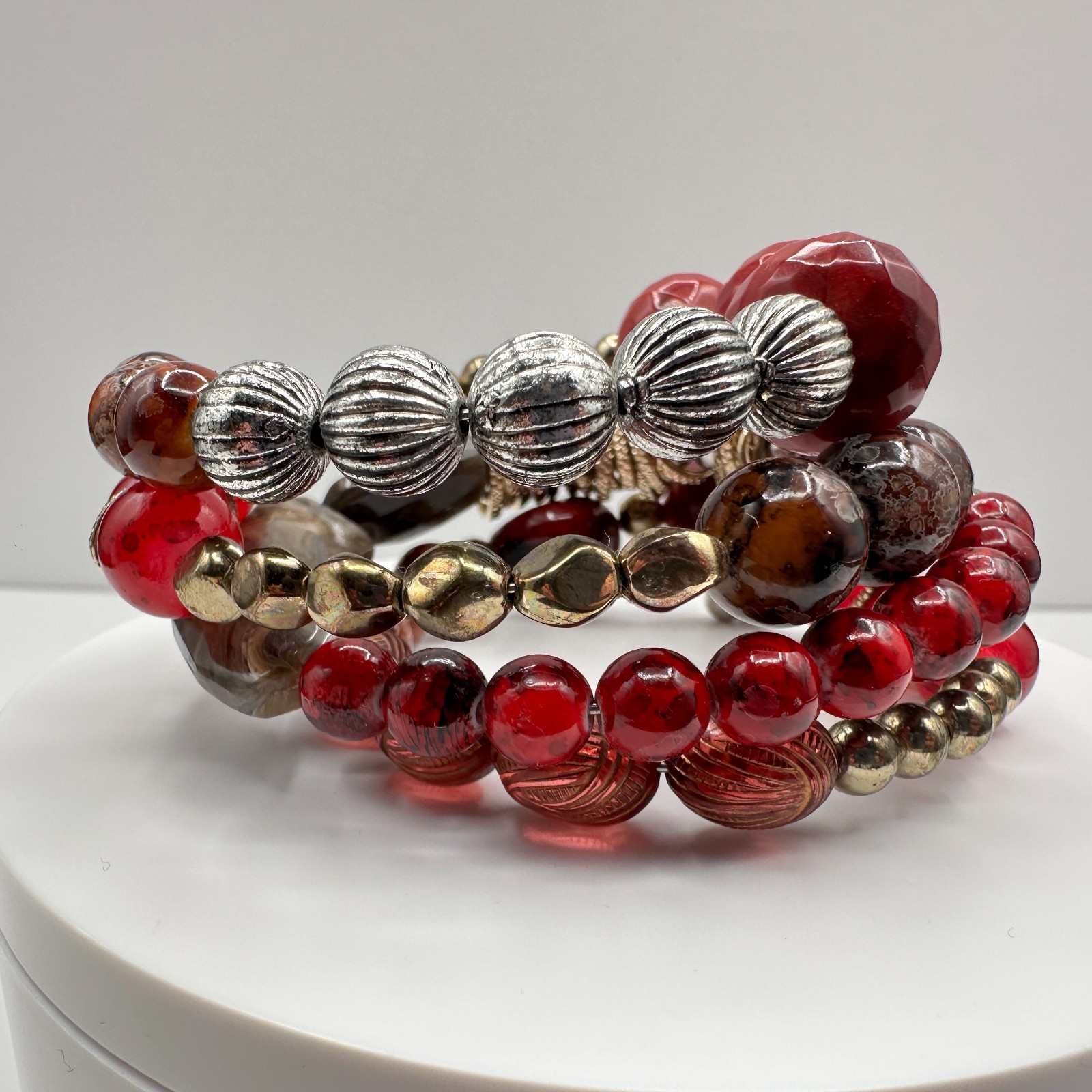Vintage 90s Boho Multi-Strand Wrap Stretch Bracelet Beaded Women’s Jewelry Boho