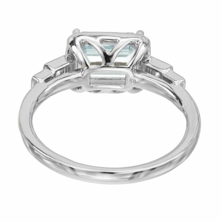 Peter Suchy 1.52 Carat Rectangular Aquamarine Diamond White Gold Engagement Ring