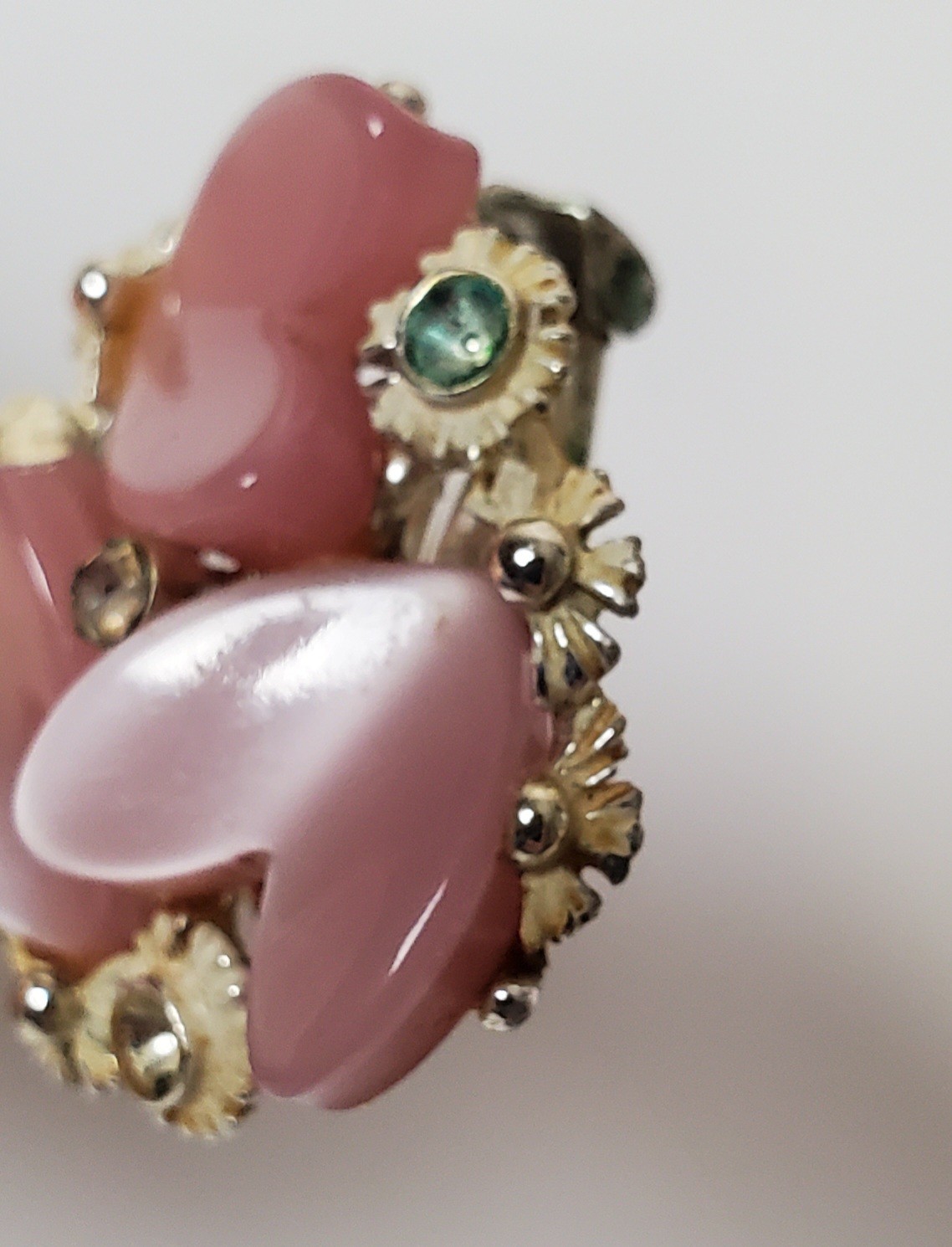 Vintage Necklace Earrings BSK Thermoset Pink Hearts Flowers Coquette Romantic