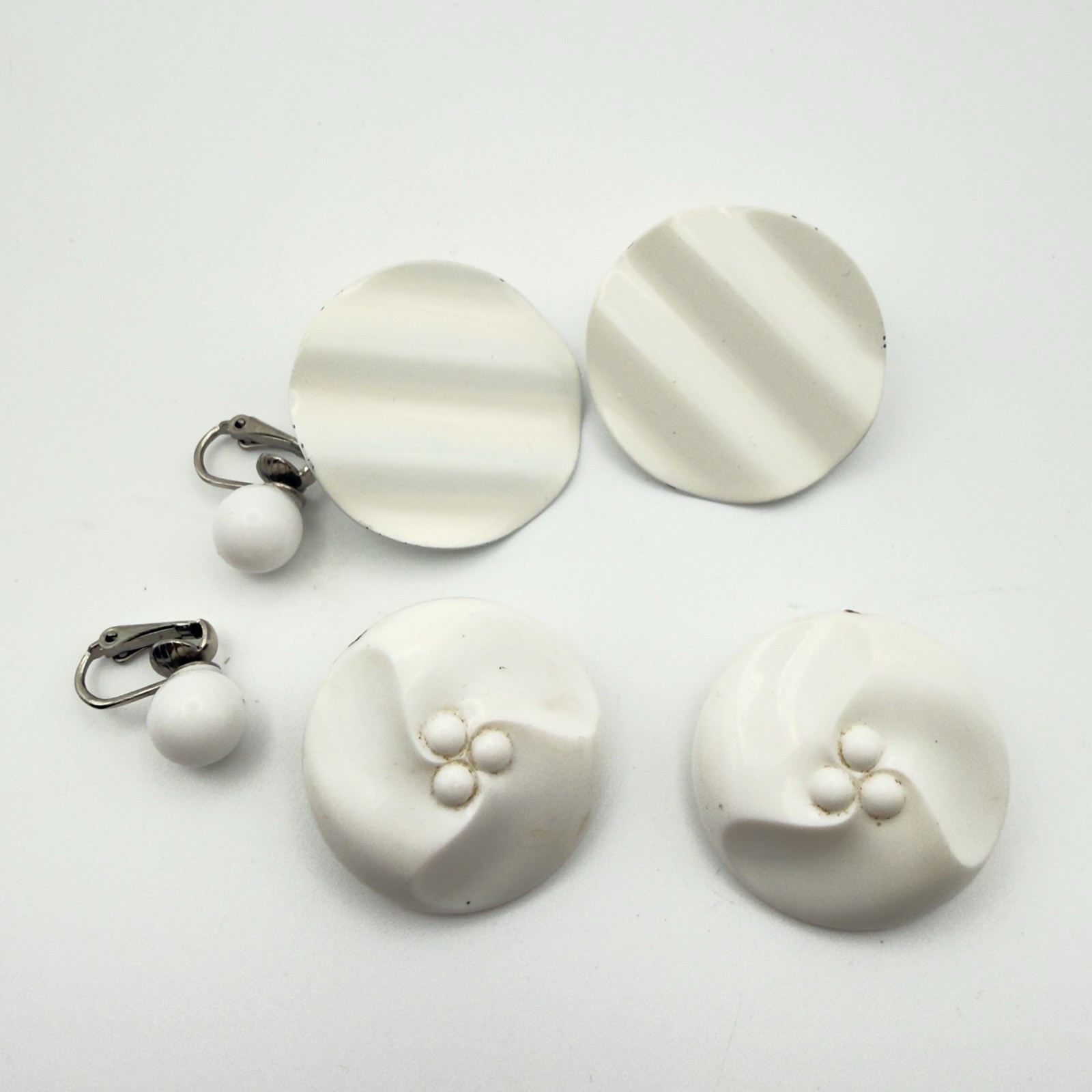 Vintage Clip On earrings Lot Nautical Red White Blue Hoop Button Retro 10pr USA