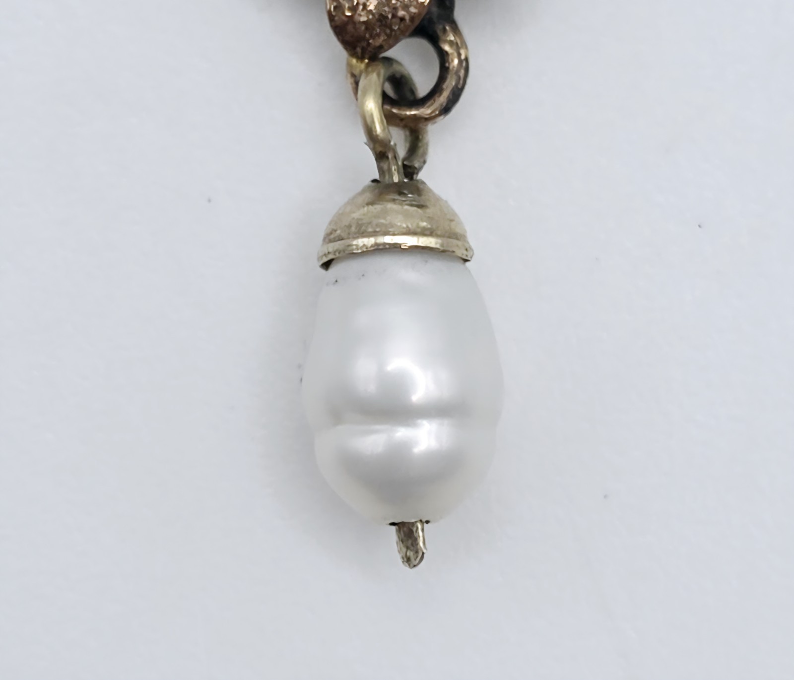 Antique Art Nouveau Lavalier Pendant Necklace Gold Filled Red Stone Pearl