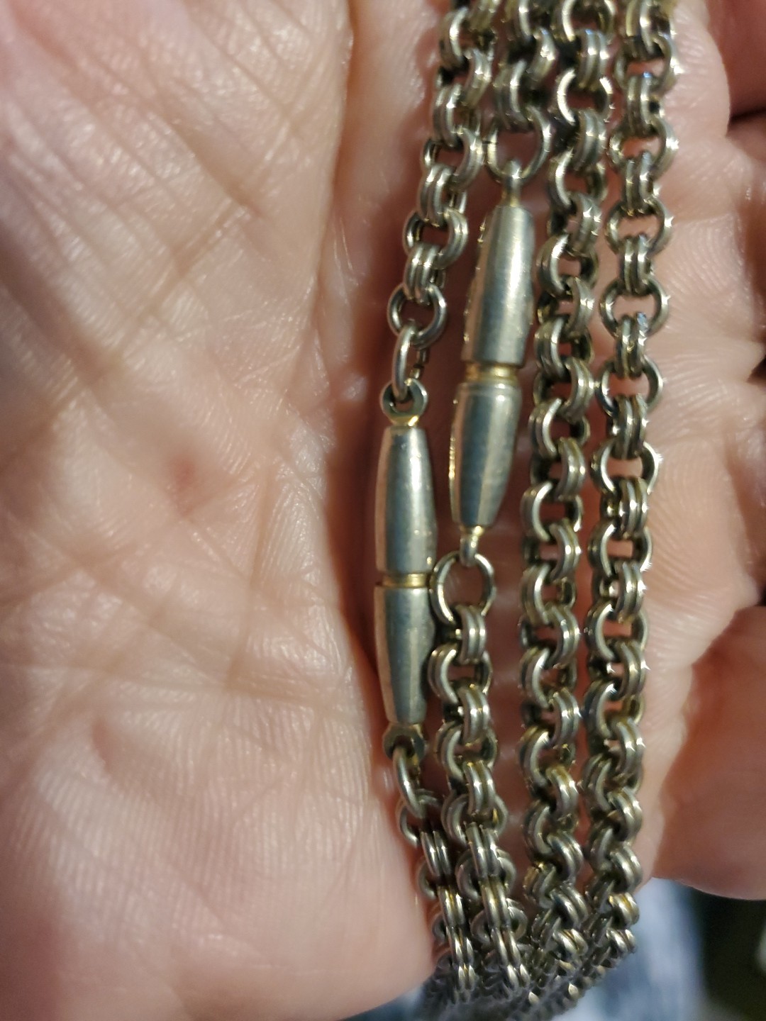 Old Double Rolo Link Chain Necklace Very Long 60 in Signed Marino No Clasp