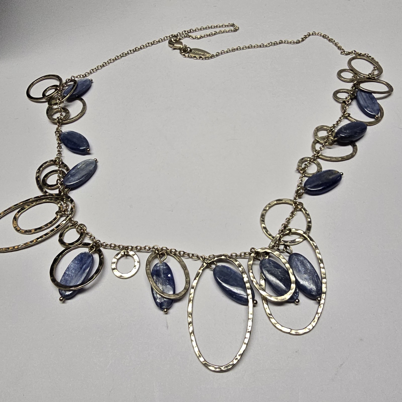 Vintage Coldwater Creek Jewelry Silvertone Chain Hoops Dangles Necklace 26″