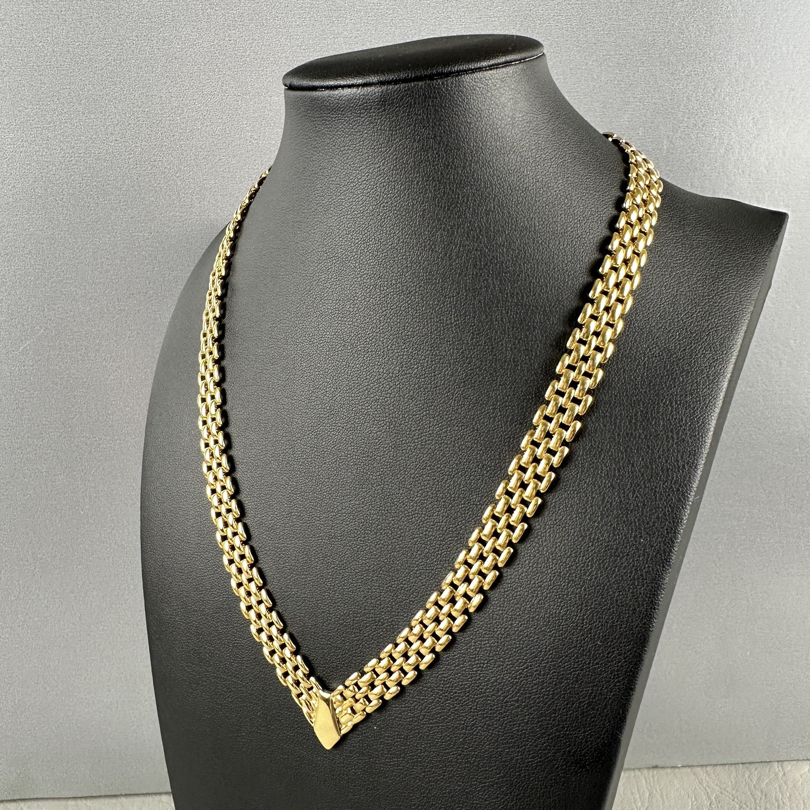Vintage Mesh Chain Necklace Collar Gold Tone Woven Choker 17″