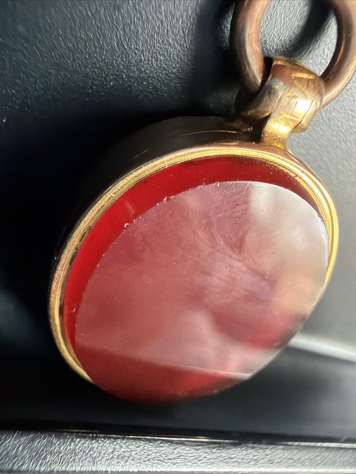 Victorian 9.3g Heavy Solid 9ct Gold Patented Locket Pendant Bloodstone Chip
