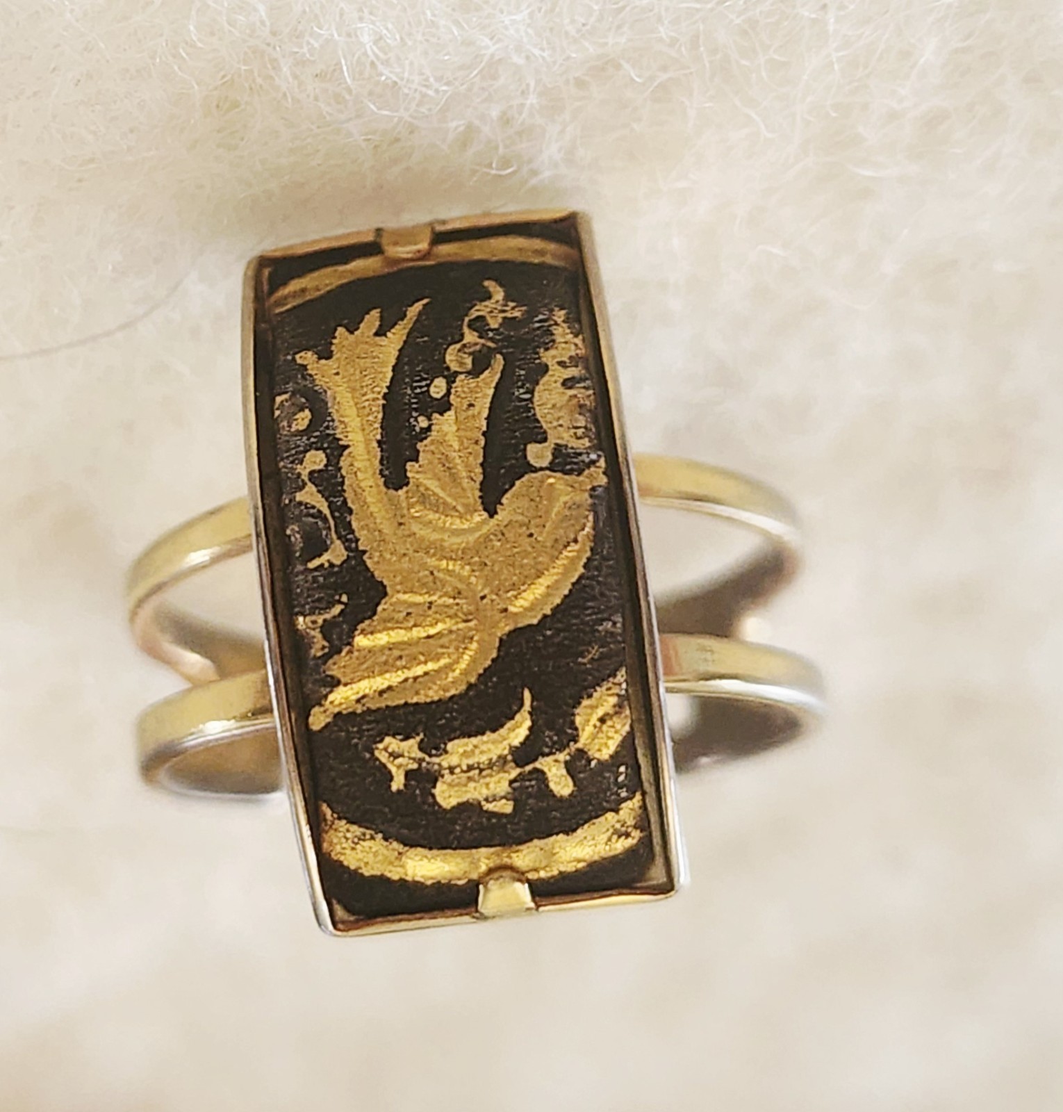 Vintage Damascene Bracelet, Earrings, Ring 7.5″ X 5/8″