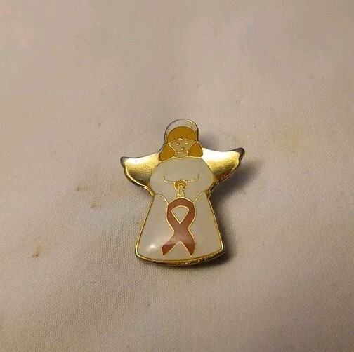 Vintage Collectible Angel With Pink Ribbon Pin Lapel Hat Souvenir Excellent…