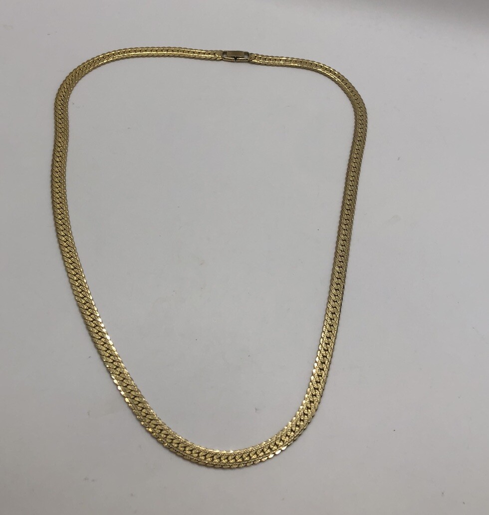 Vintage Textured Serpentine Necklace Goldtone 20” Long 1/4” Wide Unisex