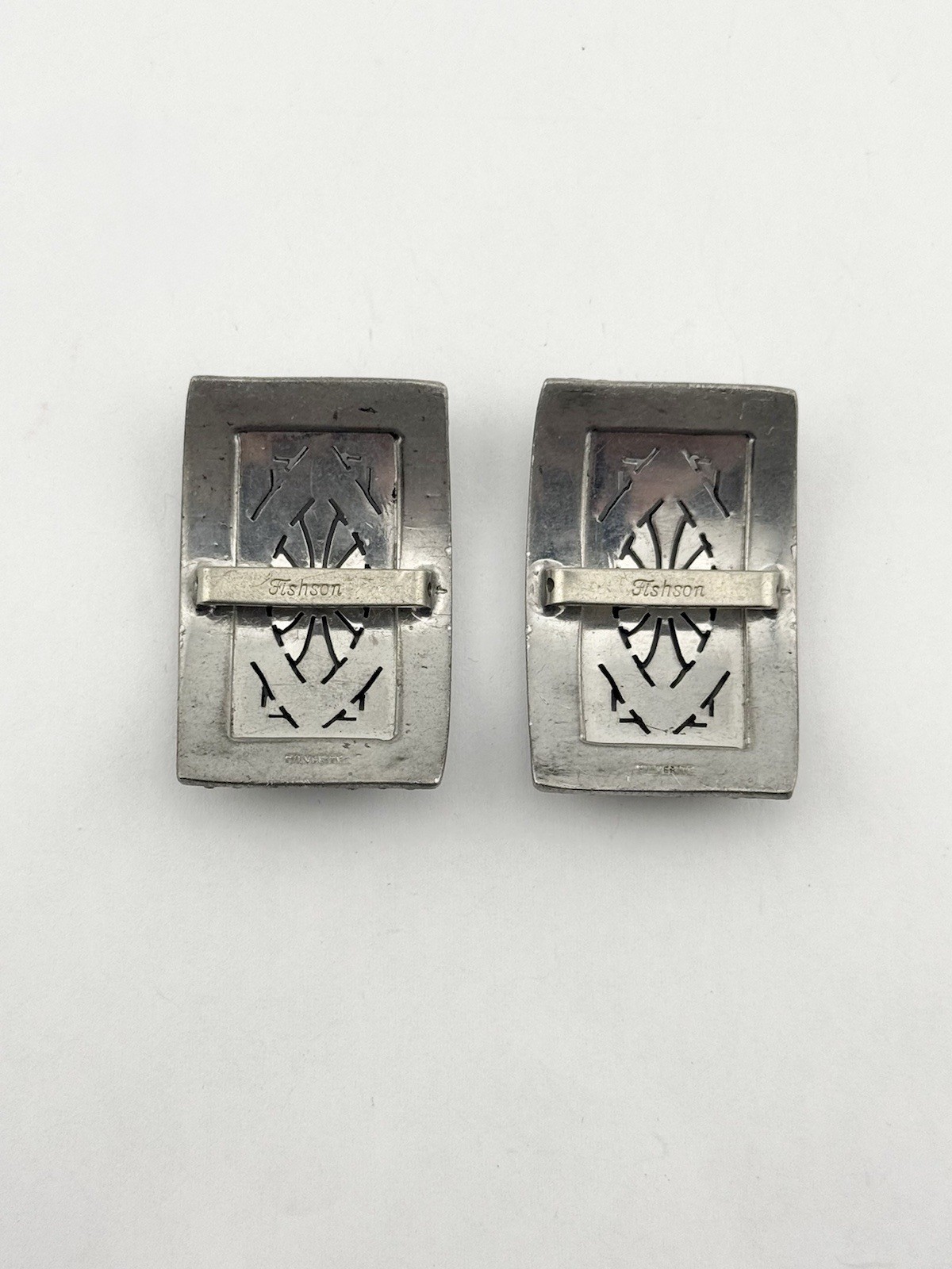 Vintage Fishson Henry Fishel & Son Silverite Buckles W/ Rhinestones