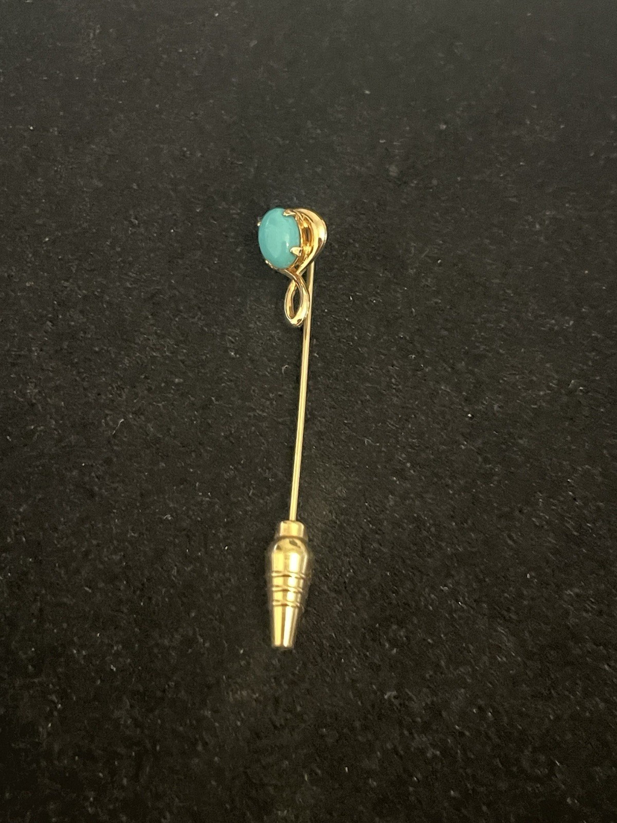 Vintage Gold Filled Stick Pin with Blue Oval Cabochon Women’s Hat/Lapel Brooch