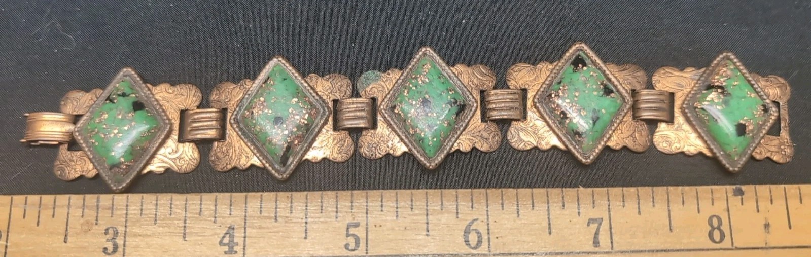 Vintage Copper Tone with5 Stones Bracelet 925