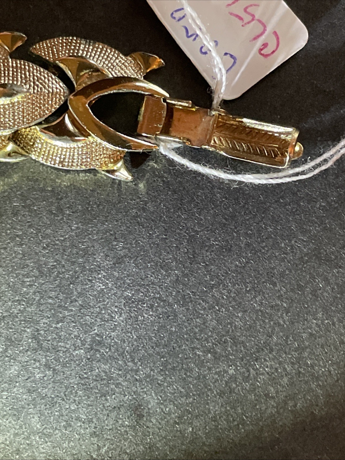 Vintage CORO Signed 1950’s Textured And Solid Gold Tone Panel Bracelet 7”