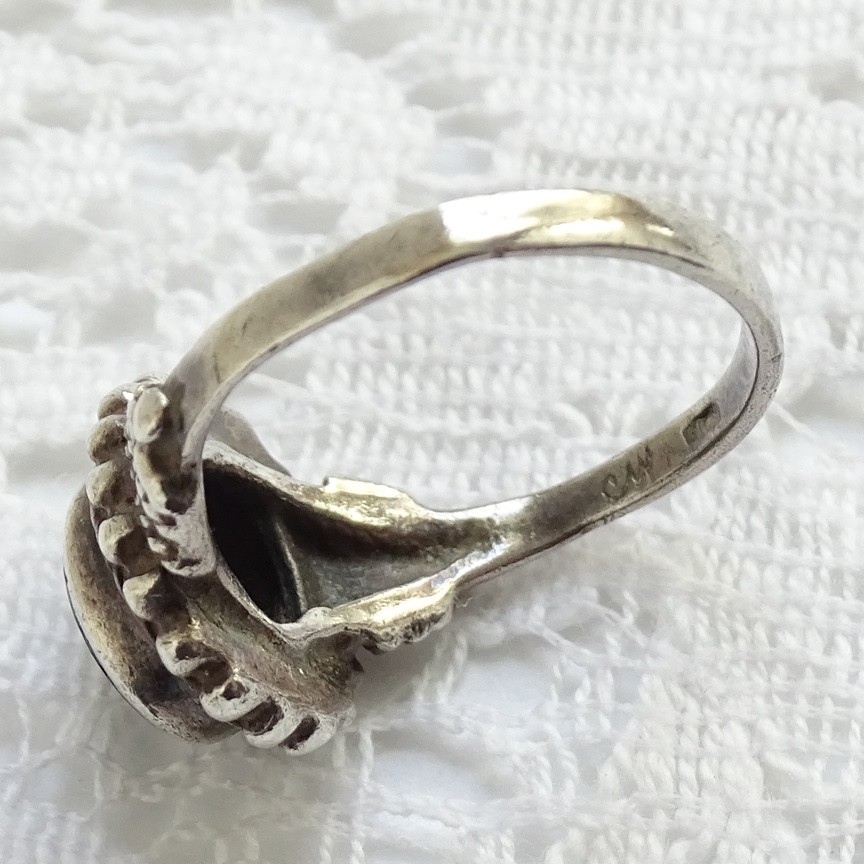 Vintage CW 925 Sterling Silver Black Onyx Designer Ring Size 6 3/4 Hallmarked