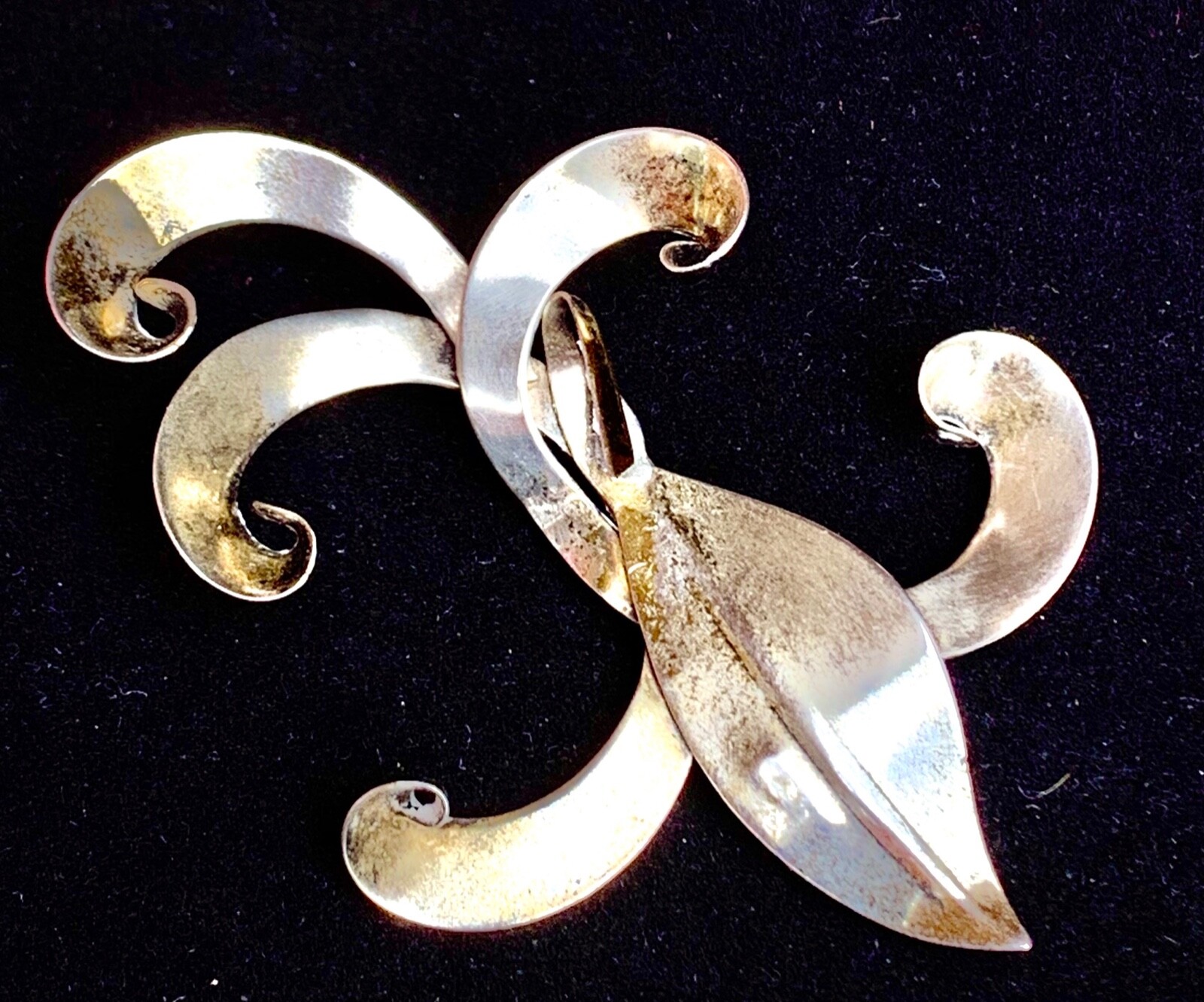 nice large vintage modernist sterling silver brooch 10g 3” wide marked