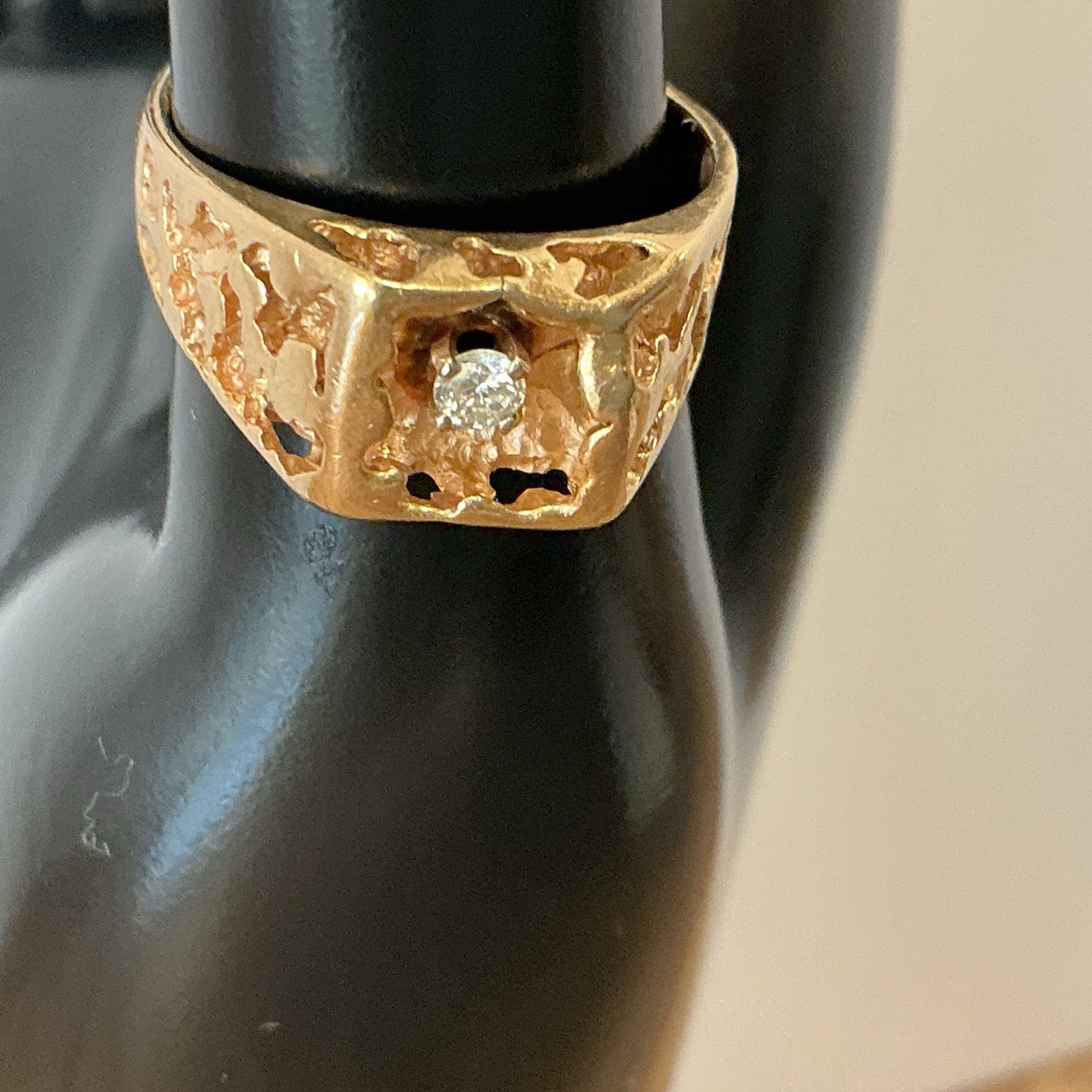 Men’s Vintage 14K Yellow Gold Diamond Solitaire Ring 0.35 CT 5.1g Size 8 RPD