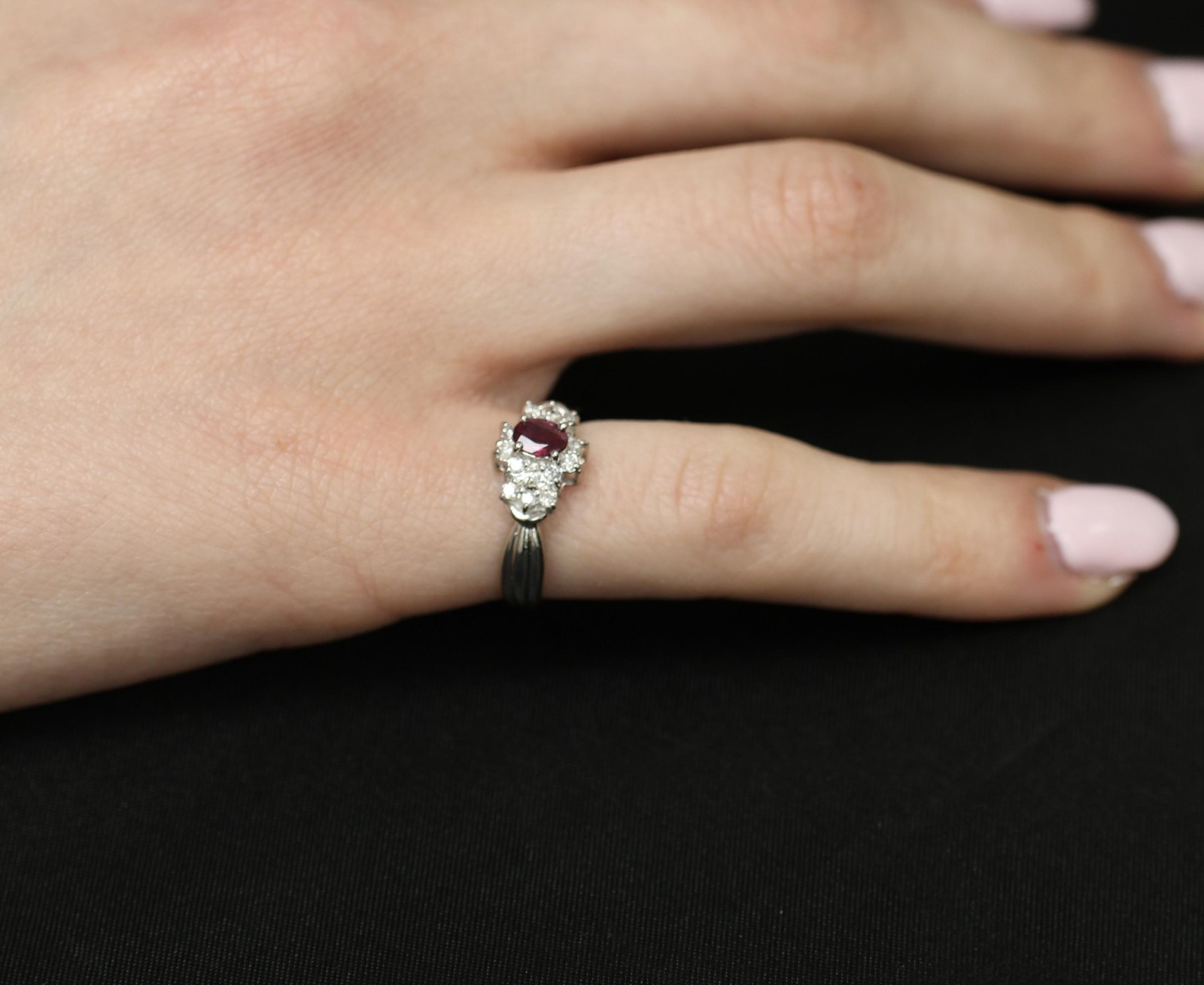Vintage 0.35ct Natural Untreated Ruby & 0.23ct Diamond Platinum Ring Size 4.75