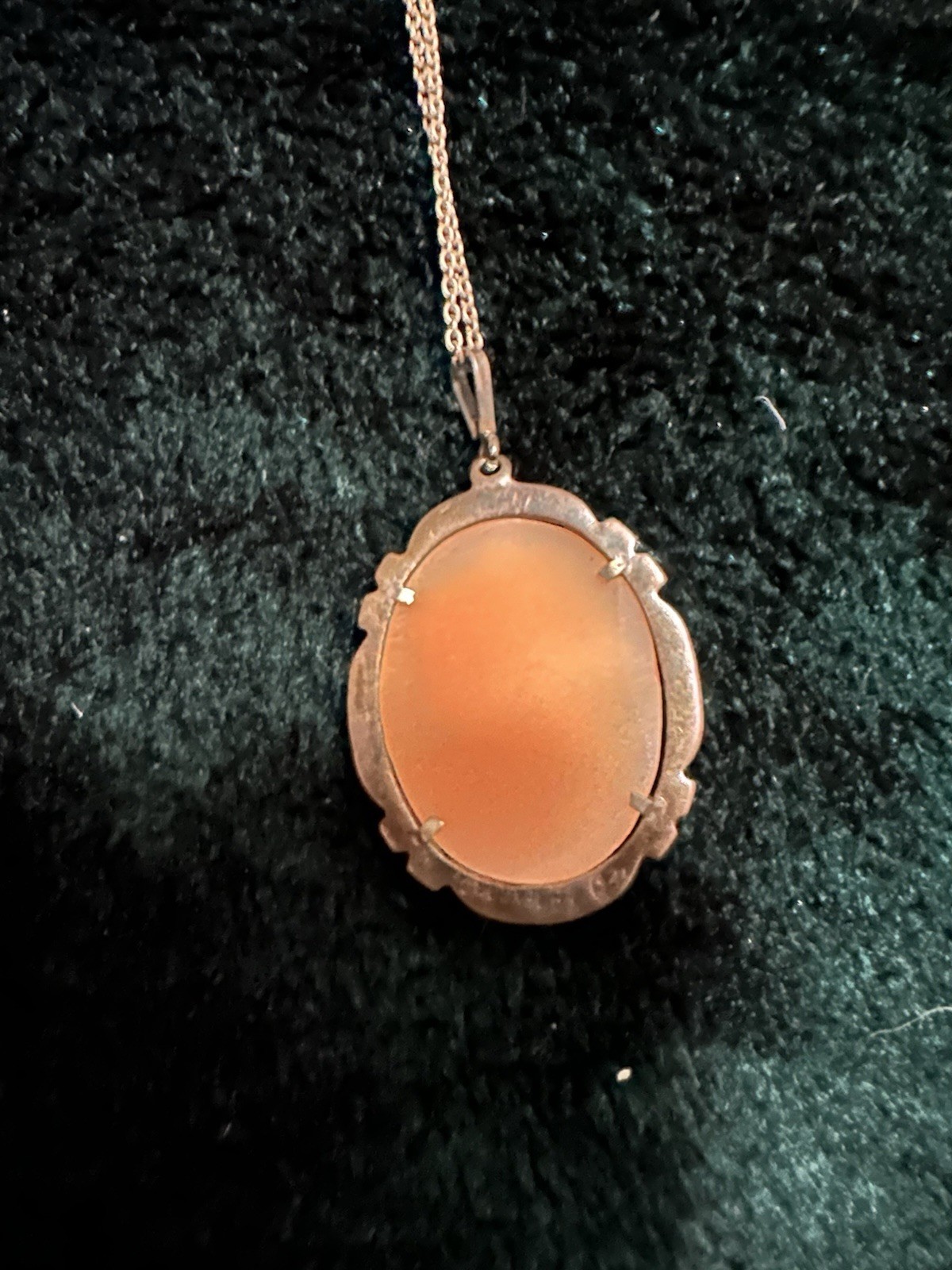 Vintage/Antique Genuine Shell Cameo Necklace, Brac, Sterling Silver. Victorian.