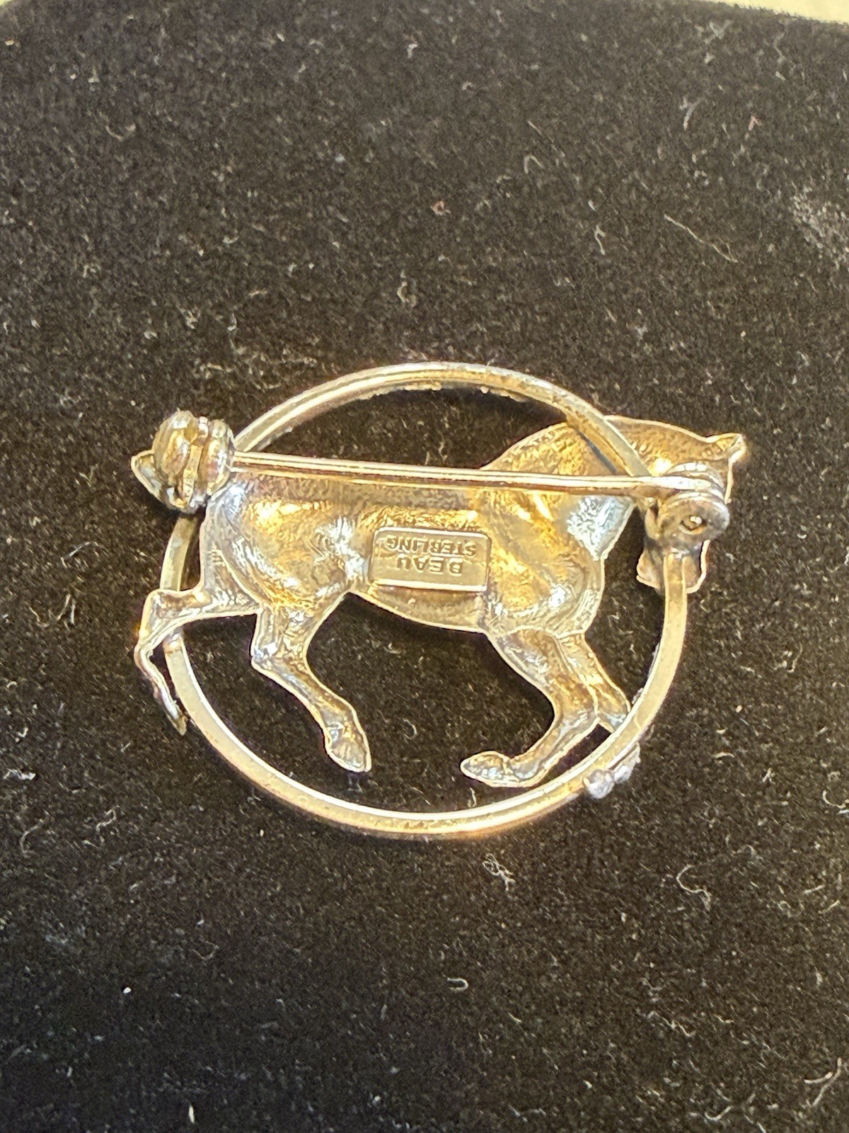 Vintage BEAU Sterling Silver Running Horse Brooch Pin