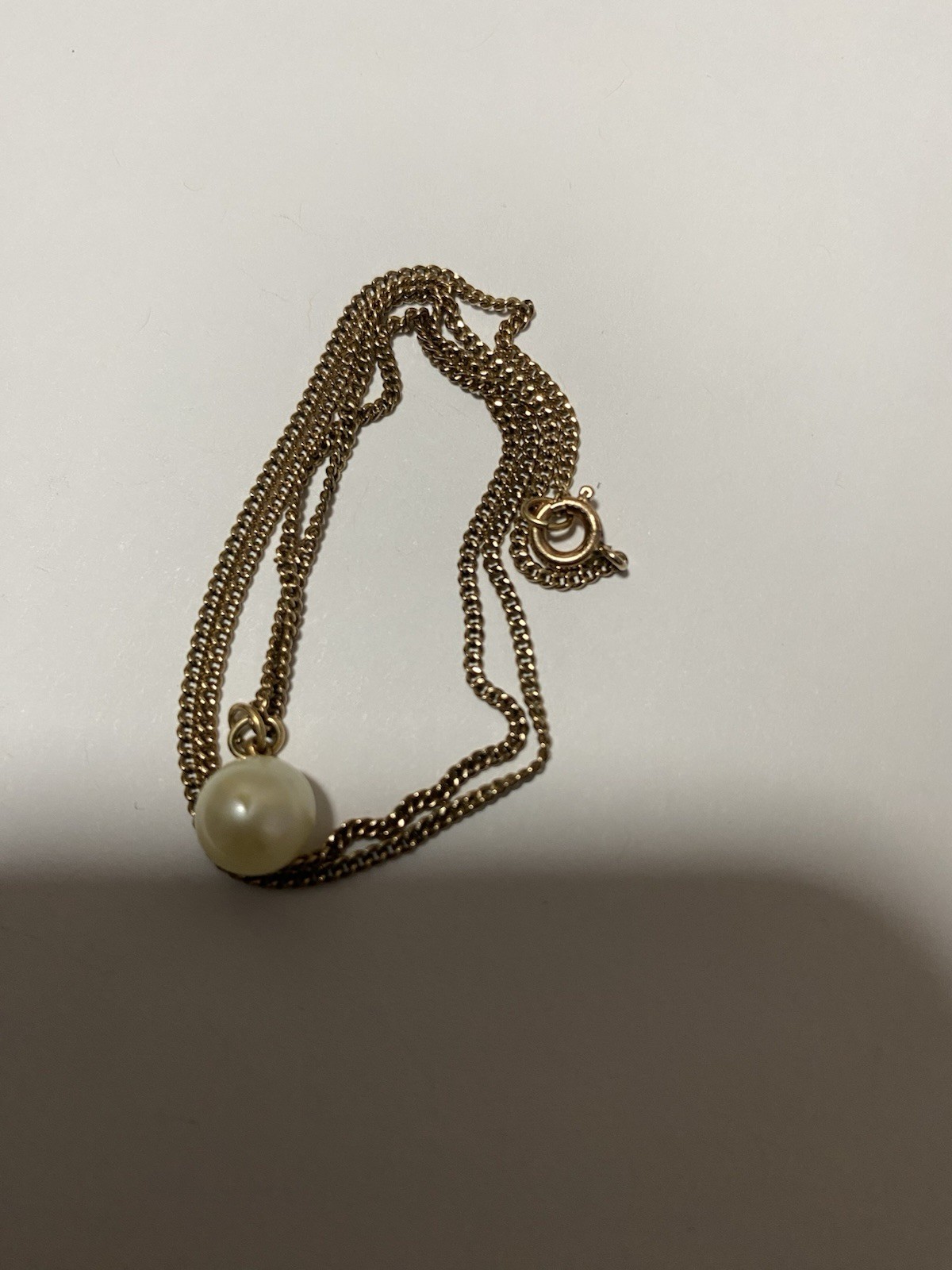 Vintage 12k Gold Filled Pearl Solitaire Necklace Approx 16 Inches