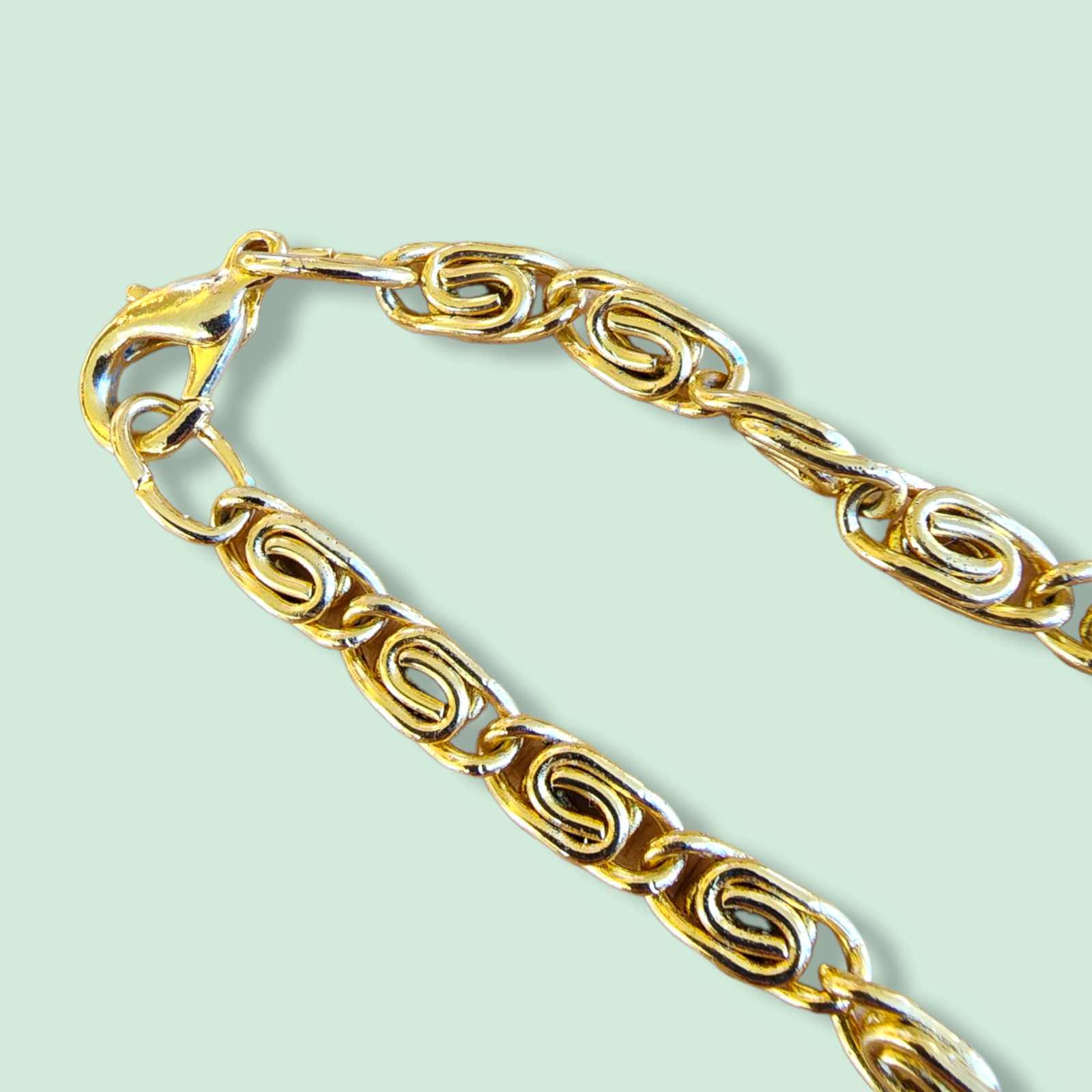 Vintage 18K Gold Plated Snail Chain Necklace (45 cm) – 1980’s – Made in UK