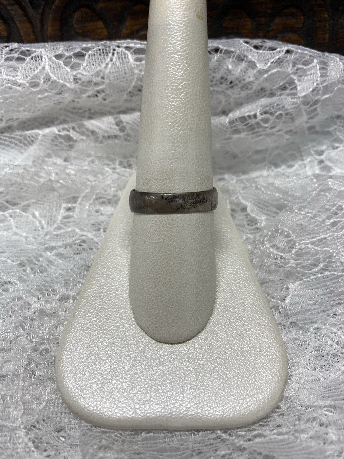 Vintage WWI 1914/15 Sterling Silver Ring Size 8.5 Enamel Green White Brown Black