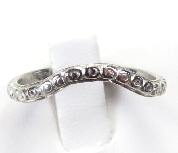 Antique Art Deco Wedding Band 18KW Ring Size 6 UK-L1/2 2.03MM Wide dtd 11/18/95