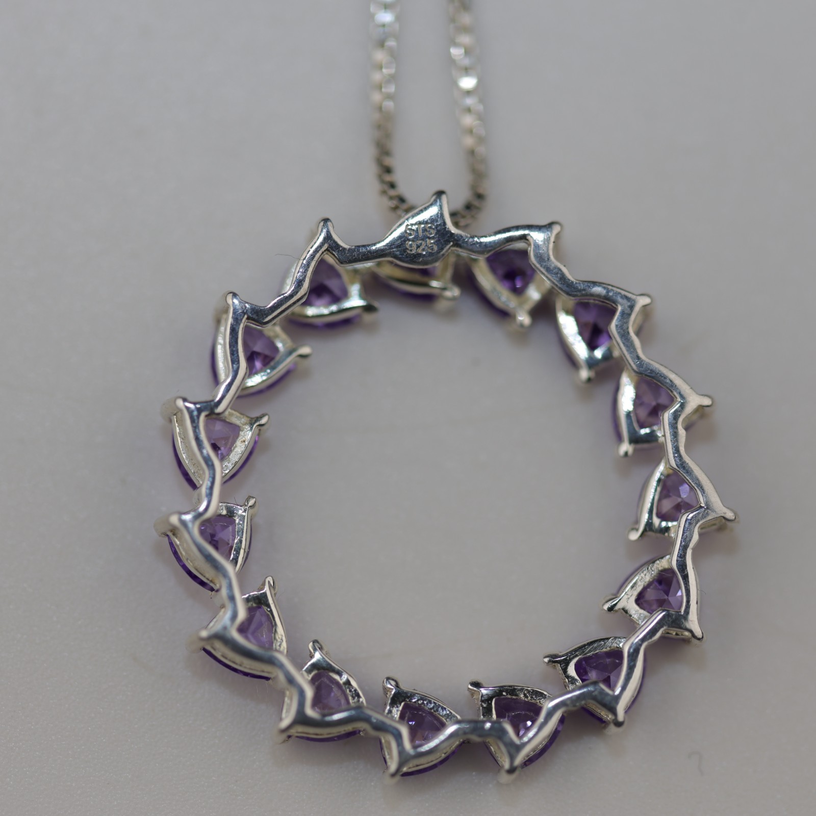 Round Amethyst Gemstone Pendant Necklace Sterling Silver