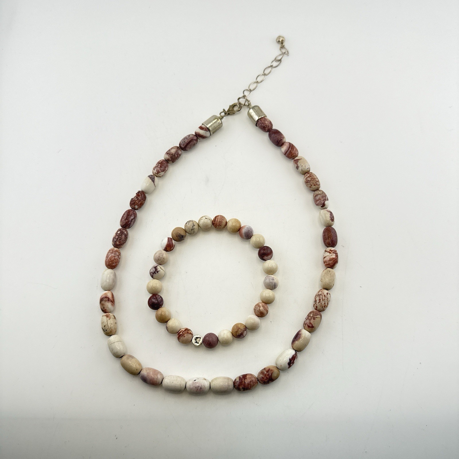 Jay King Necklace Bracelet Set Pink Mauve Stone Beaded Sterling Silver 925 HSN