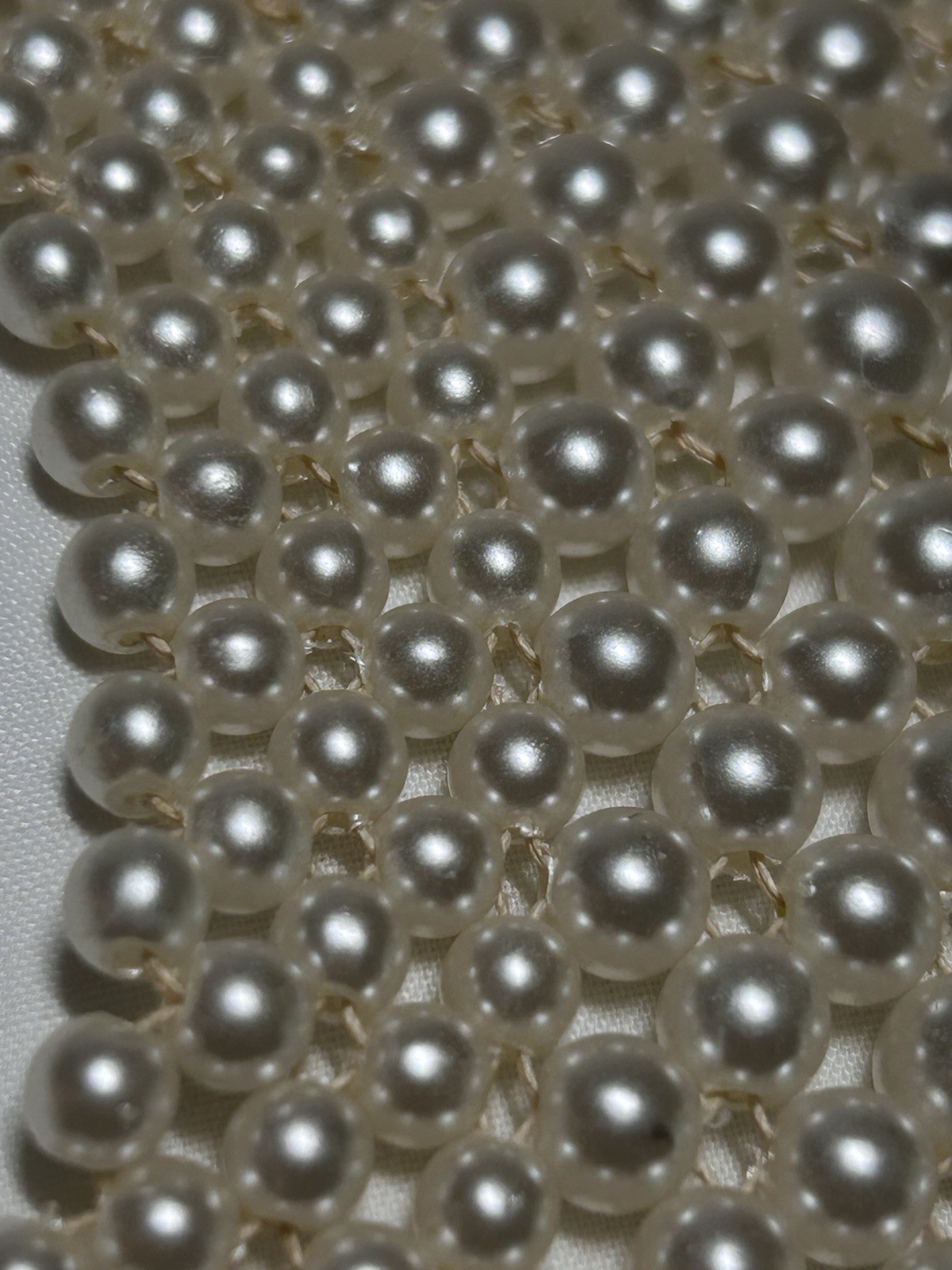 Vintage Wide Bib Collar Faux Pearl Beaded Necklace 14″ ~ Missing Hook Clasp