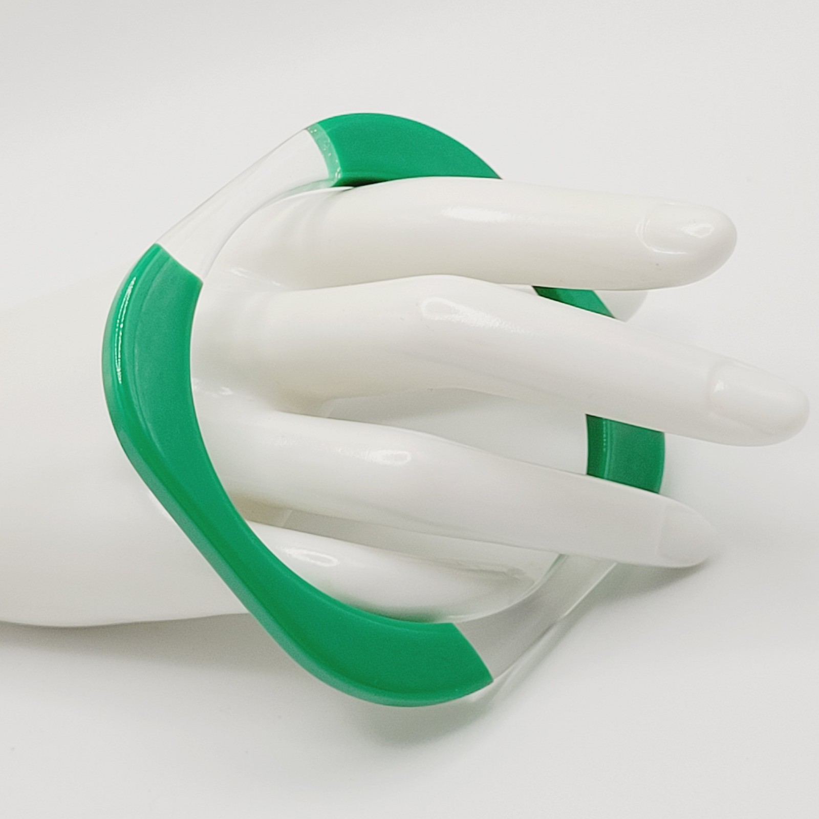 Green and Clear Lucite Bangle Bracelet Unique Retro Style Vintage 1980s