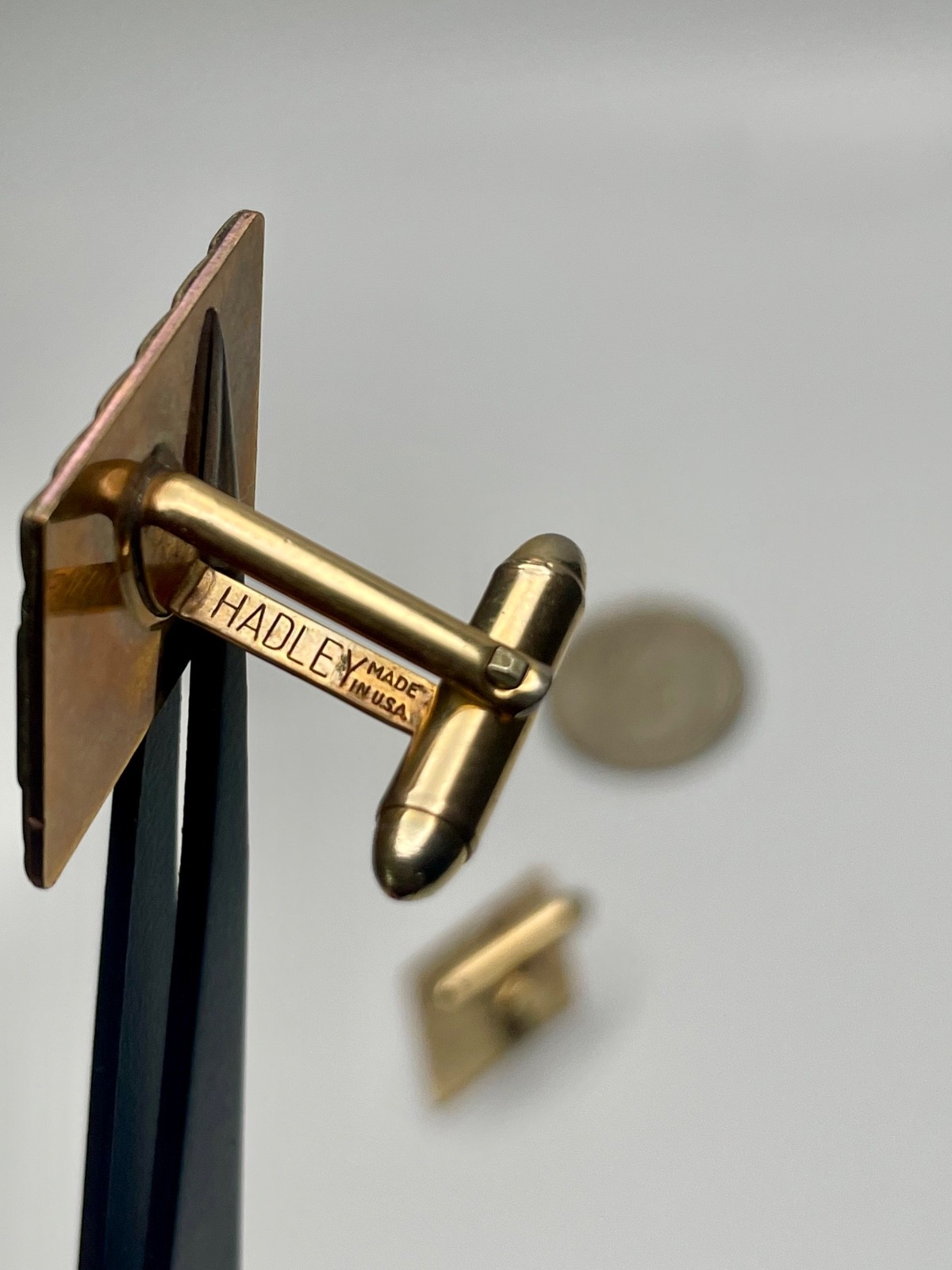 Vintage Hadley Geometric shape Gold Tone Monogrammed Cufflink