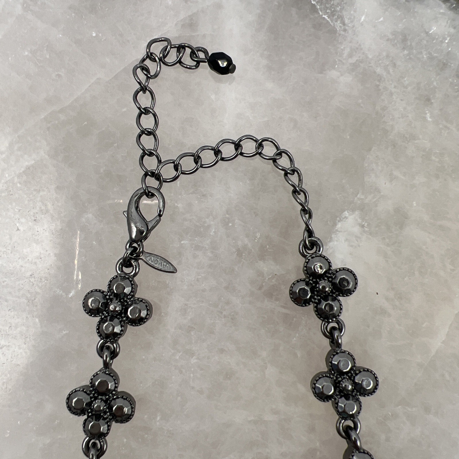 Vintage Avon 16″ Gunmetal Hematite Rhinestone Choker Necklace with 3″ Extender