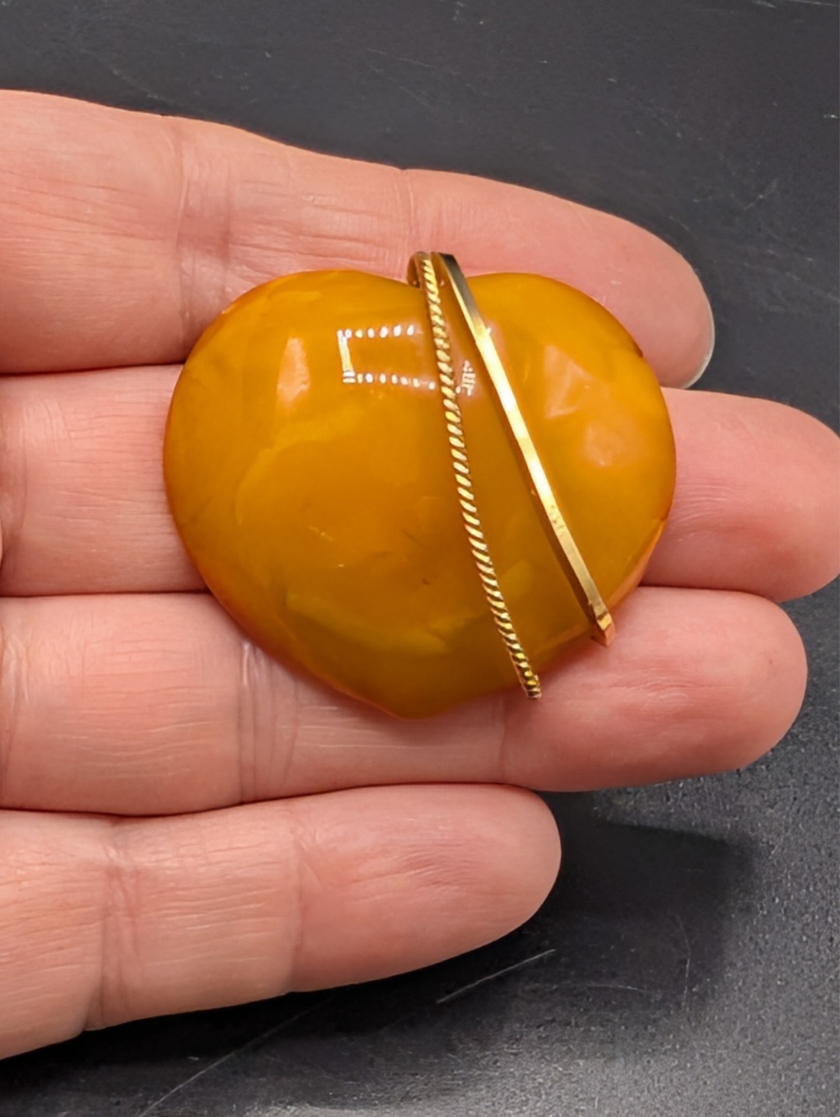 Vintage Amber Guild Heart Shaped Brooch Pin 12K Gold Filled