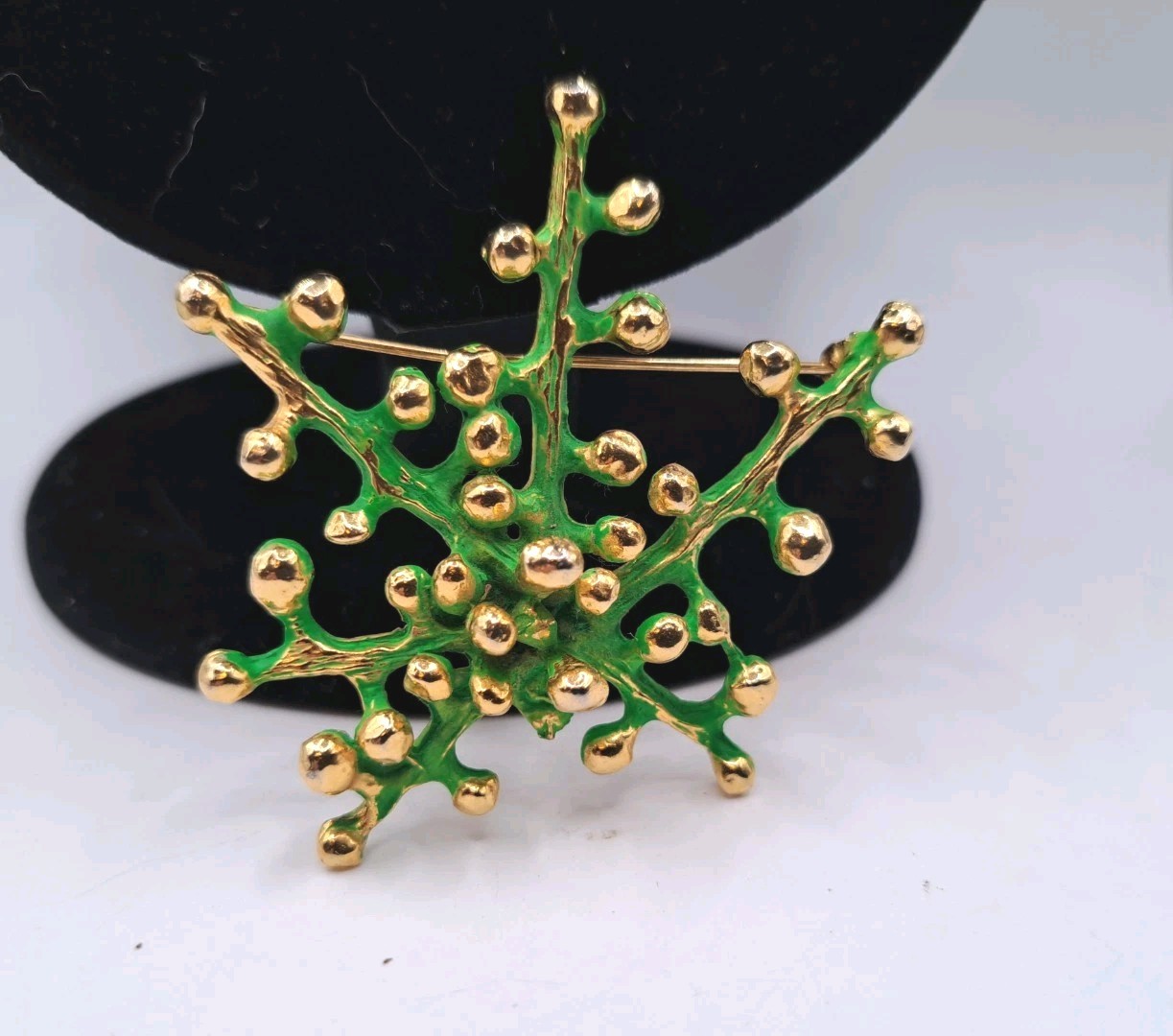 Vintage Signed Zentall Gold Tone Branch Brooch/Pin Brutalist MCM
