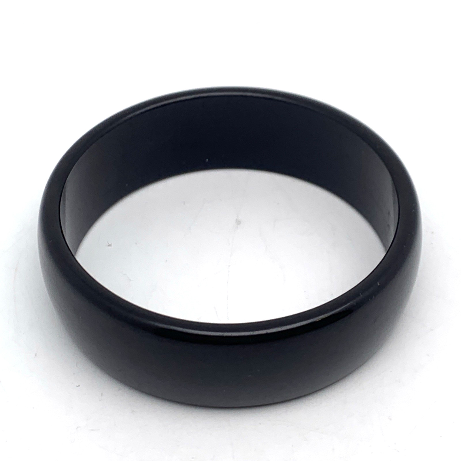 Vintage 21 mm Wide BAKELITE 7-7/8″ Bangle Bracelet Shiny Black TESTED