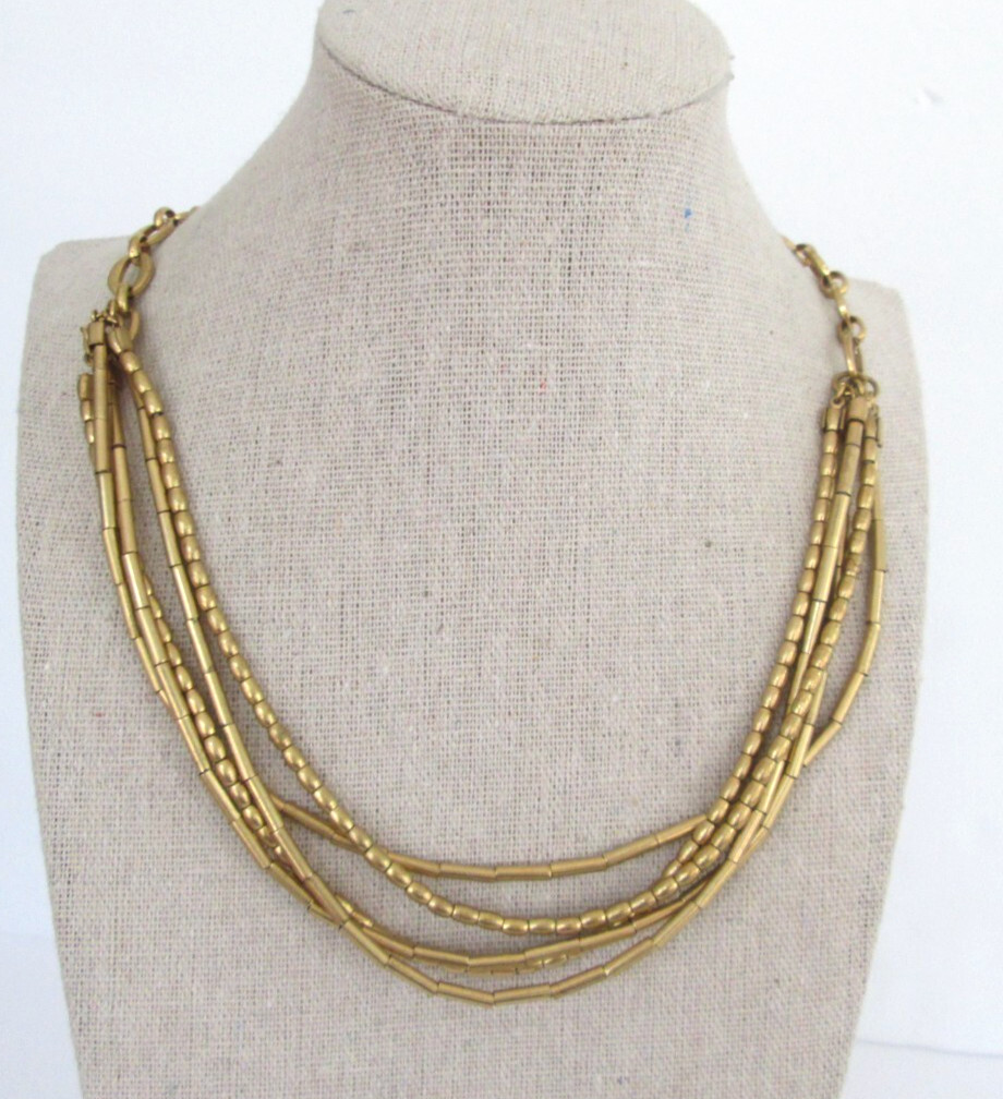 Stella & Dot Isa Convertible 3 in One Blue Bead Gold Tone Layer Collar Necklace