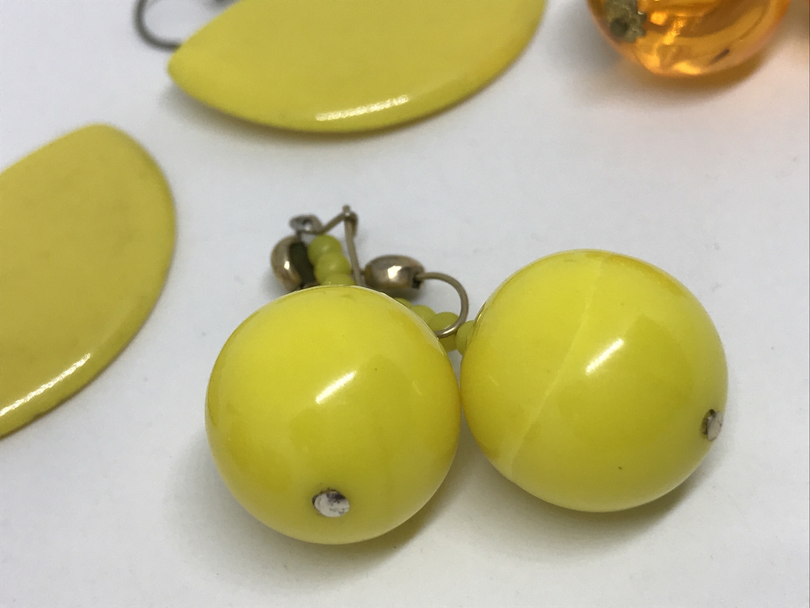 Vintage Retro 1950’s-1980’s EARRINGS Mustard Yellow Orange Gold Fill 4 Pair Lot