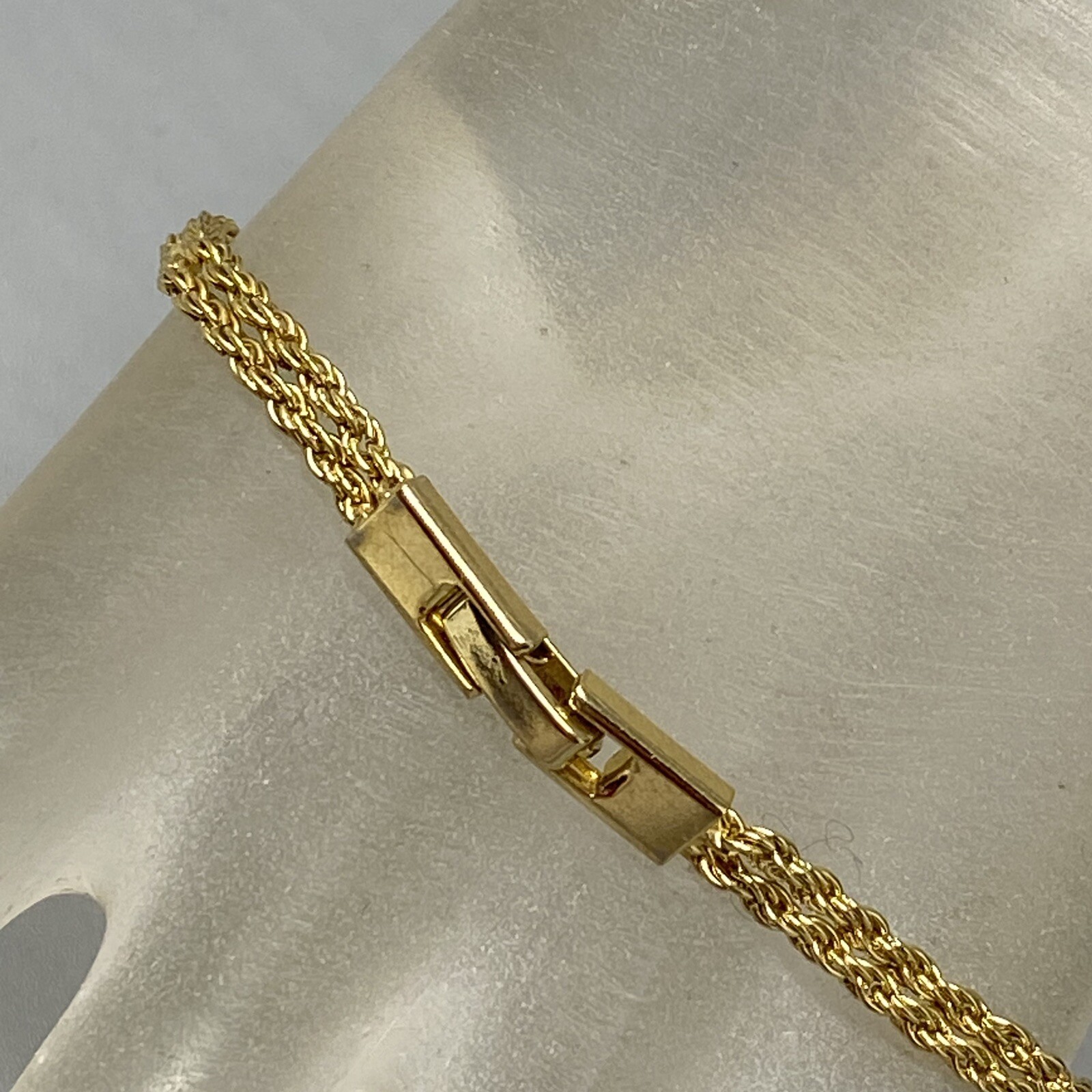 Rope Chain Tennis Bracelet Pair Gold Tone White Green Red Rhinestones 7-7.5″