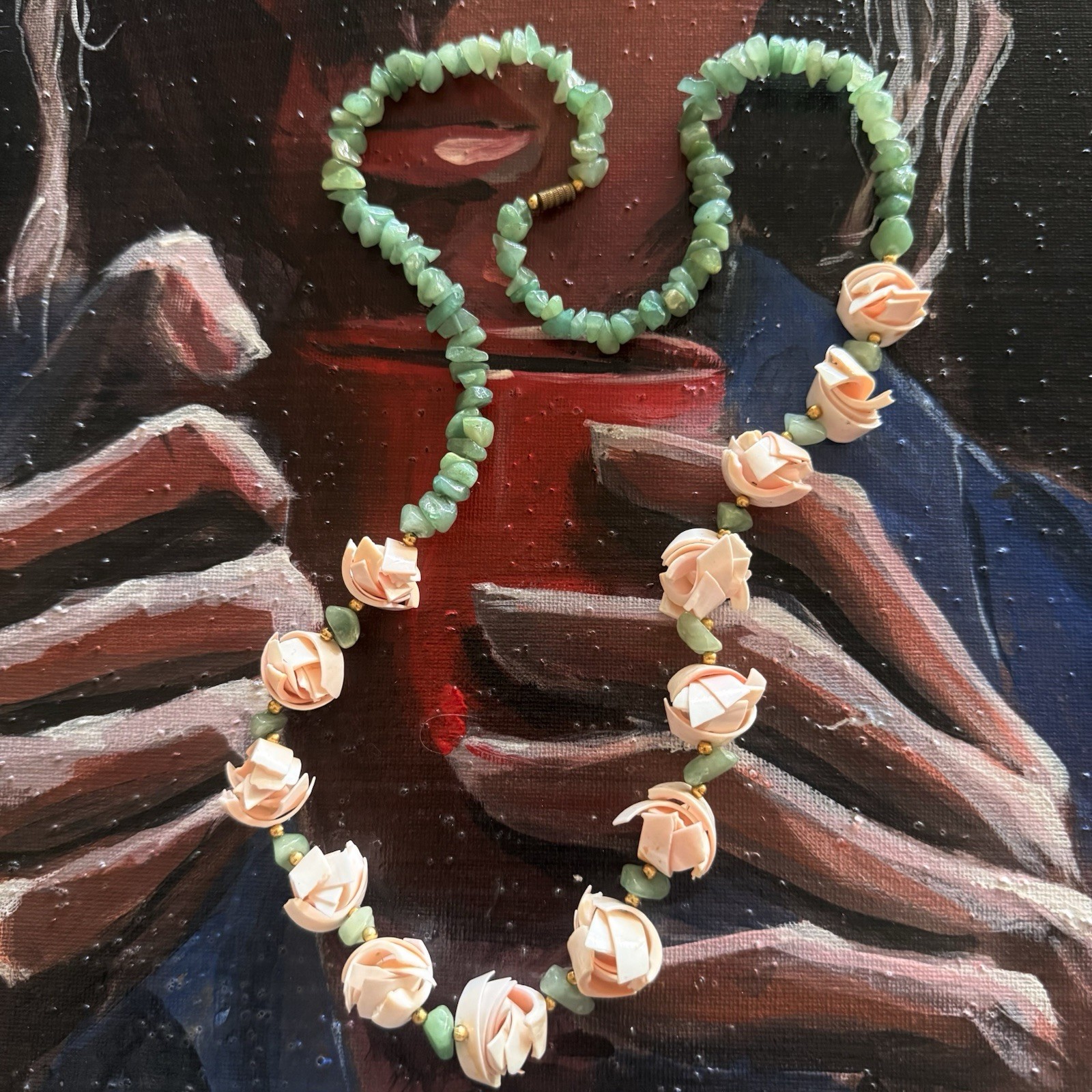 VTG Women’s Aventuri & Hand-Carved Pink Shell Flowers Statement Beaded Necklaces