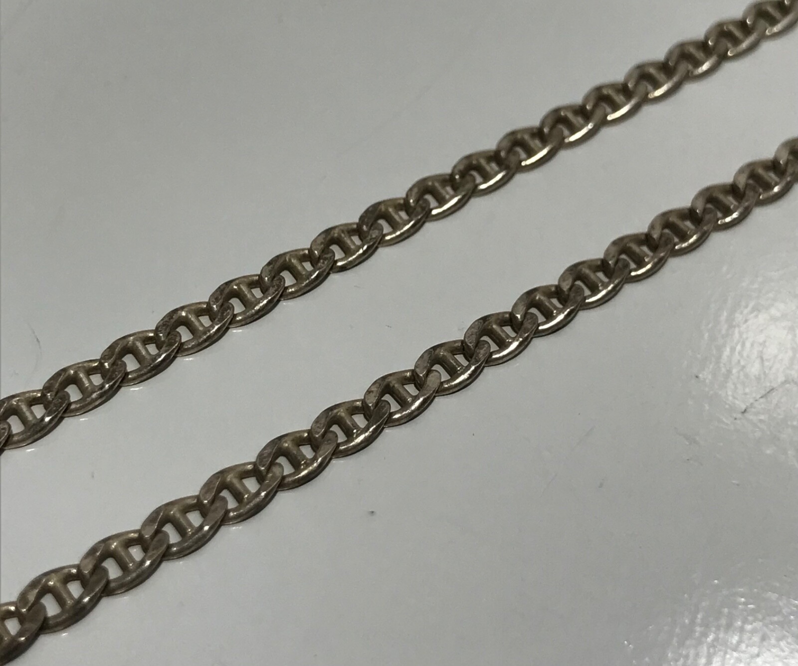Vintage Sterling Silver 925 Italy Anchor Mariner Link Necklace 18.5~3.20mm