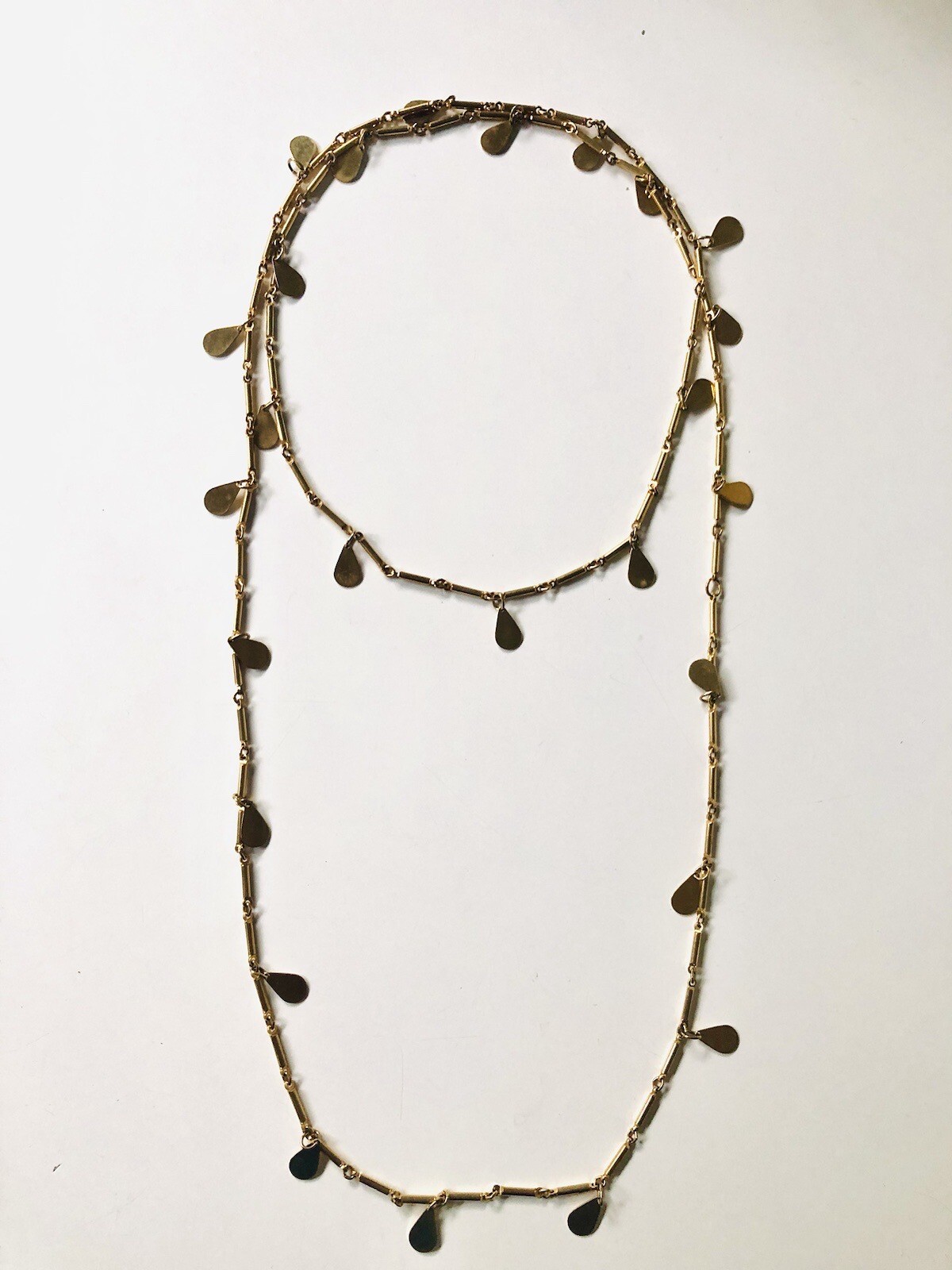 Vintage Gold Necklace Costume Jewelry Fringe Long Layered
