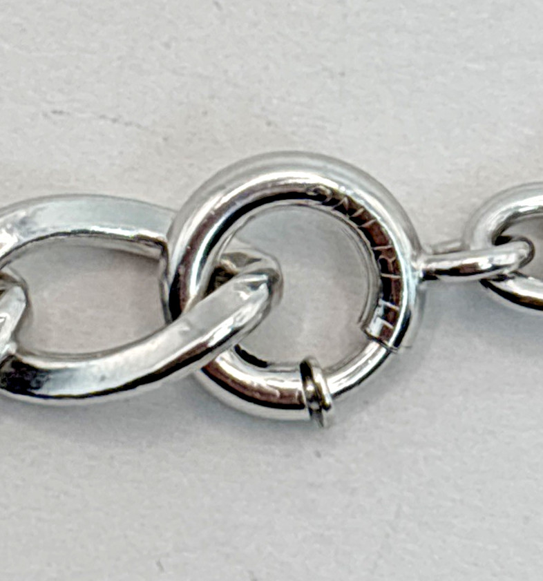 Vintage .925 Sterling Silver 7mm Link Chain 7.5″ Starter Charm Bracelet