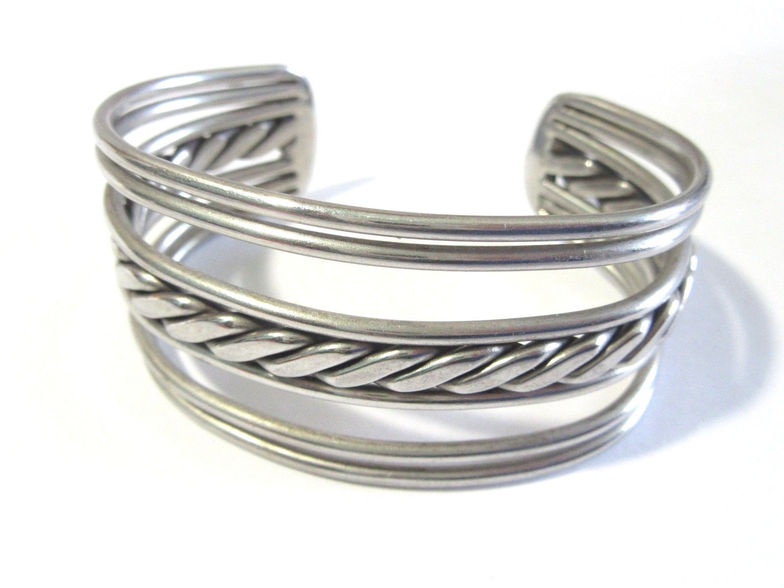 SILVER TONE CUFF BRACELET OPEN WORK WIDE DIFFERENT PATTERNS GYPSY BOHO